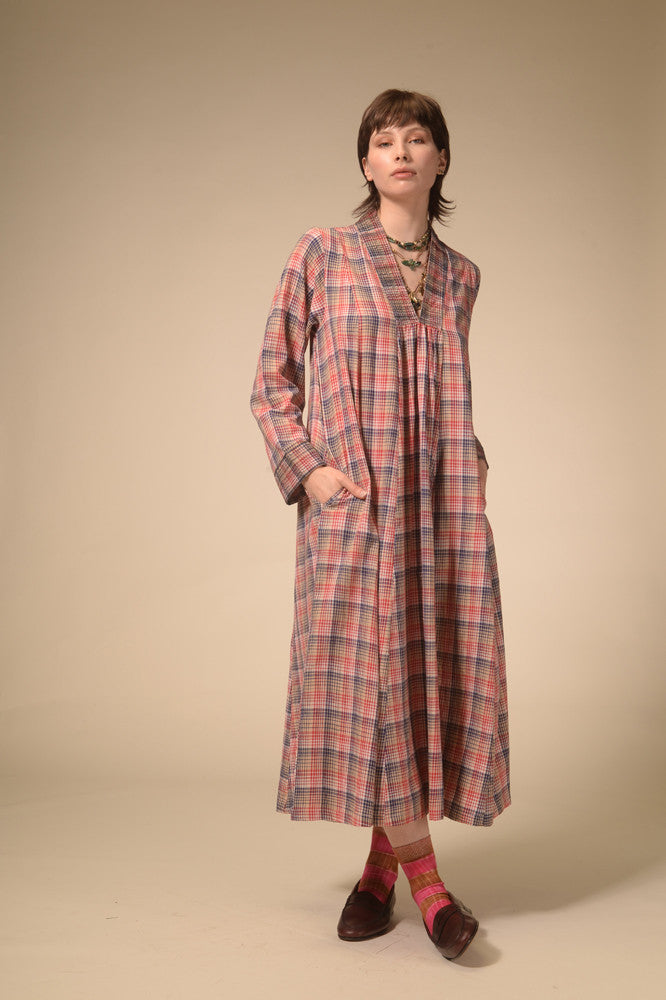 Robe longue tartan rouge Jil