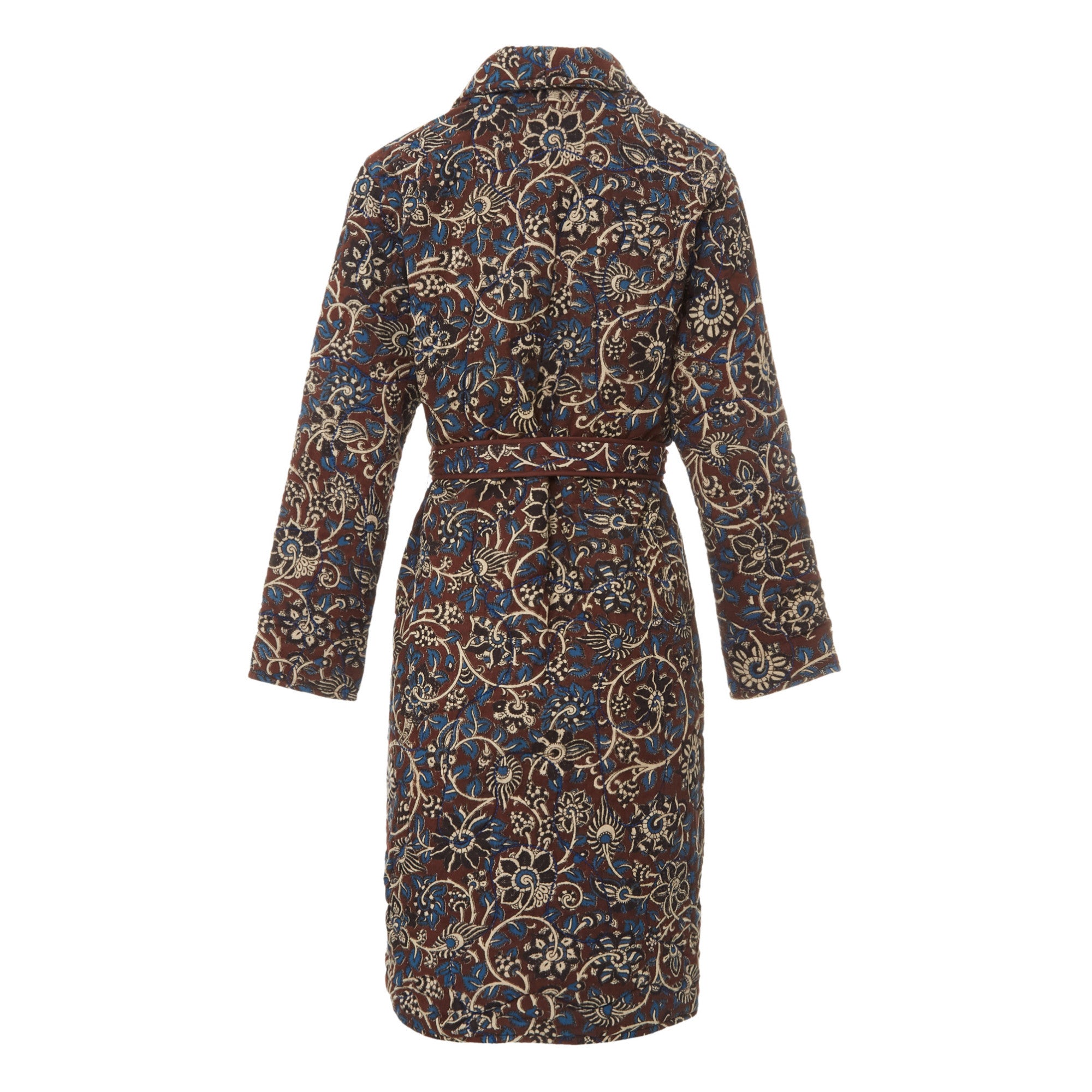 Manteau matelassé imprimé fleur Kalamkari