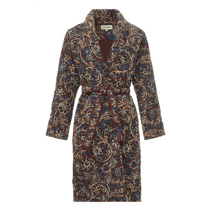 Manteau matelassé imprimé fleur Kalamkari