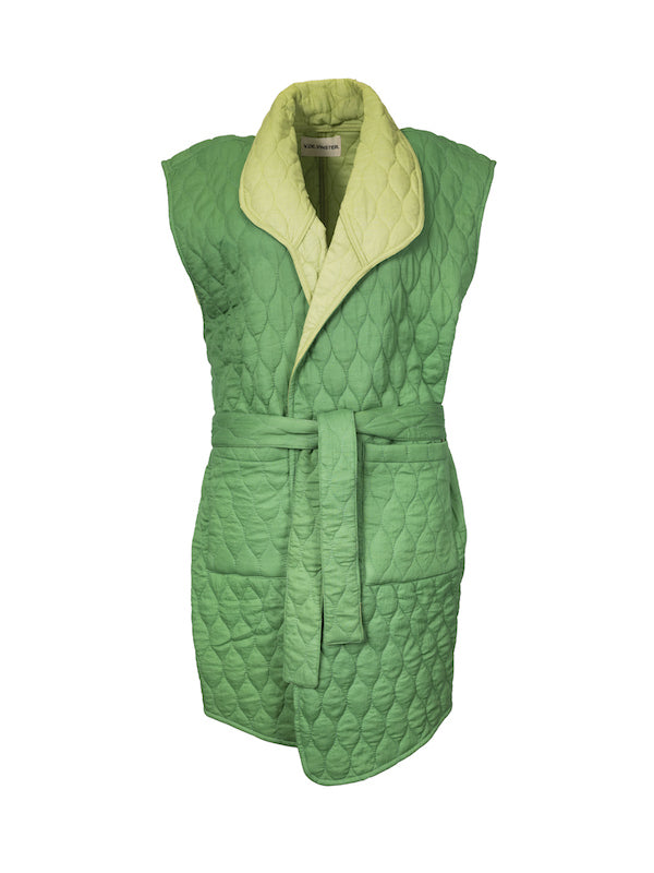 Nilai green quilted sleeveless kimono