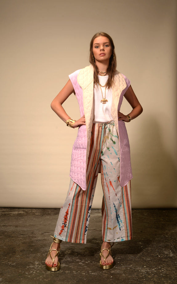 Nilai pink quilted sleeveless kimono