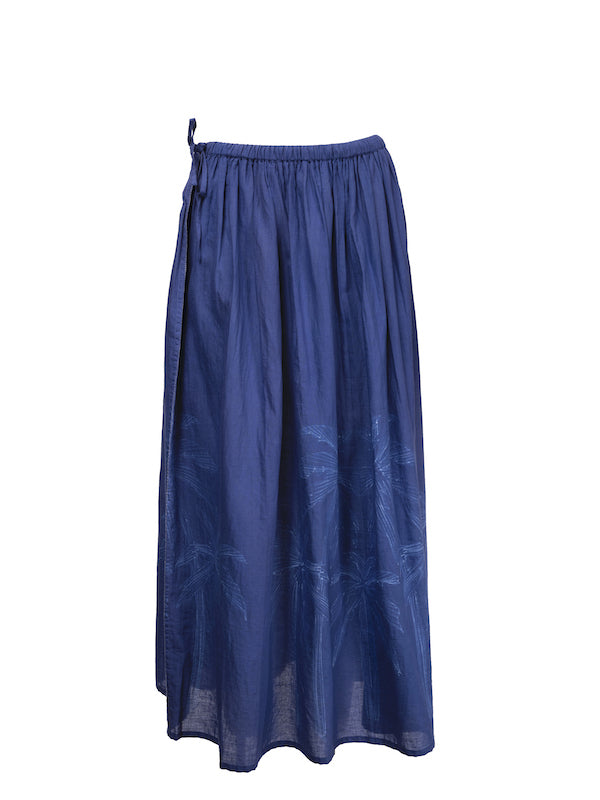 Palm blue tie and dye long skirt