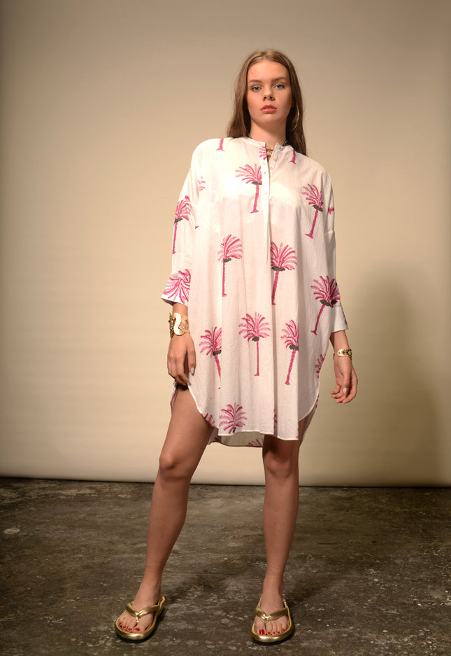 Pink palm tree print tunic Tree Print