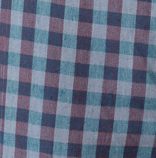 Chemise brodée à carreaux bleus Bernadette