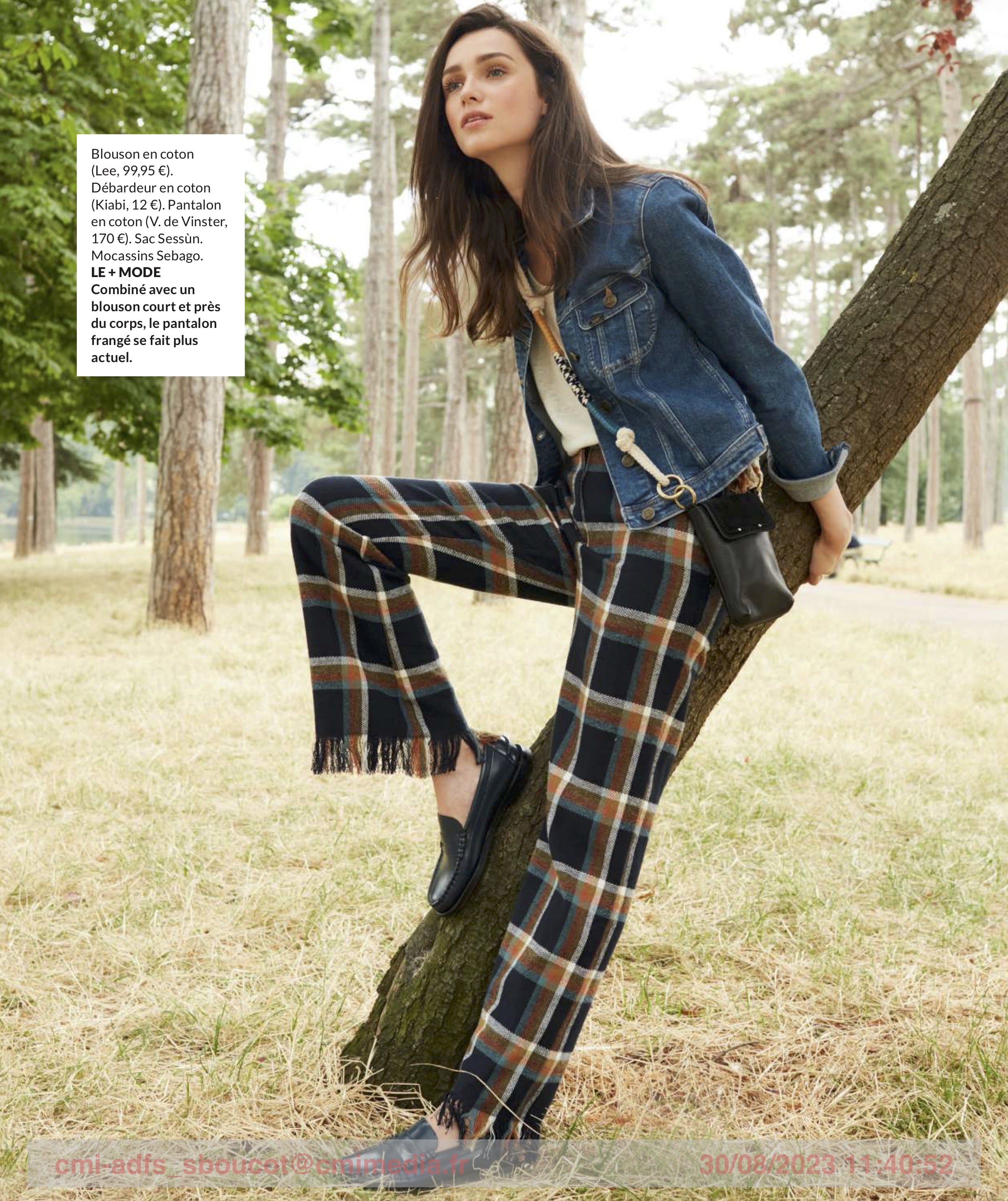 Pantalon en tartan noir Fringed