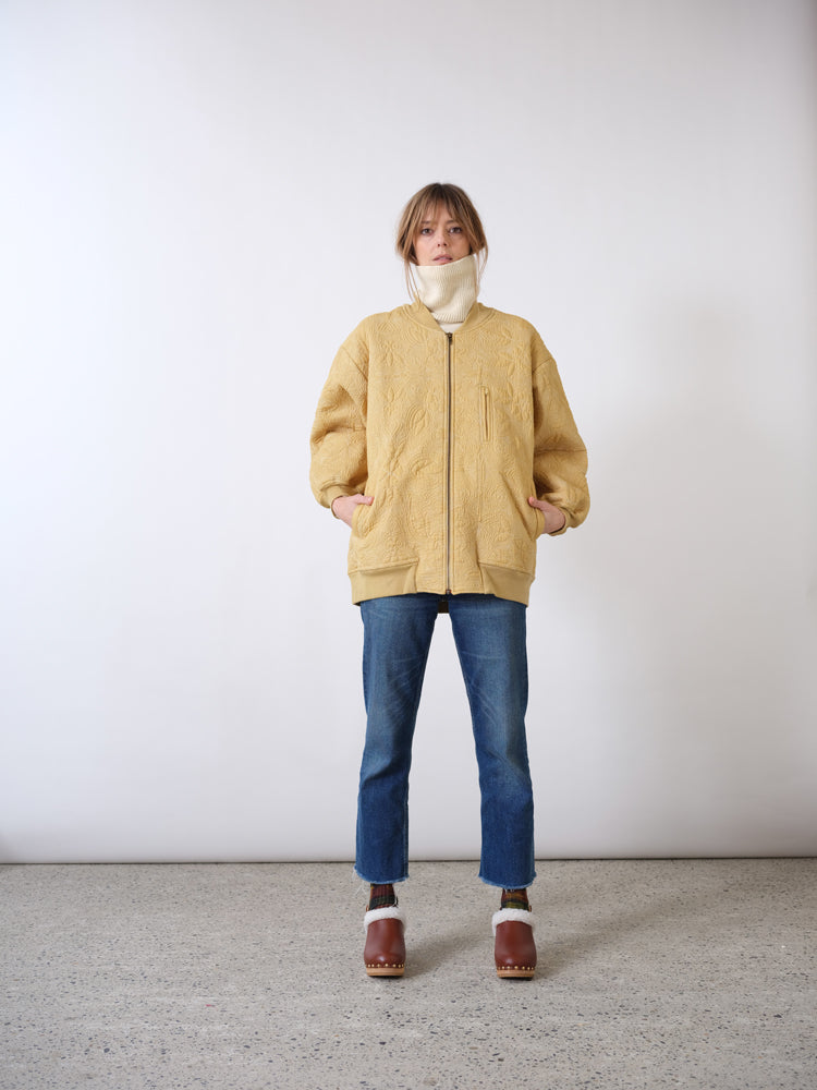 Bomber en coton matelassé fleurs sable Flowers