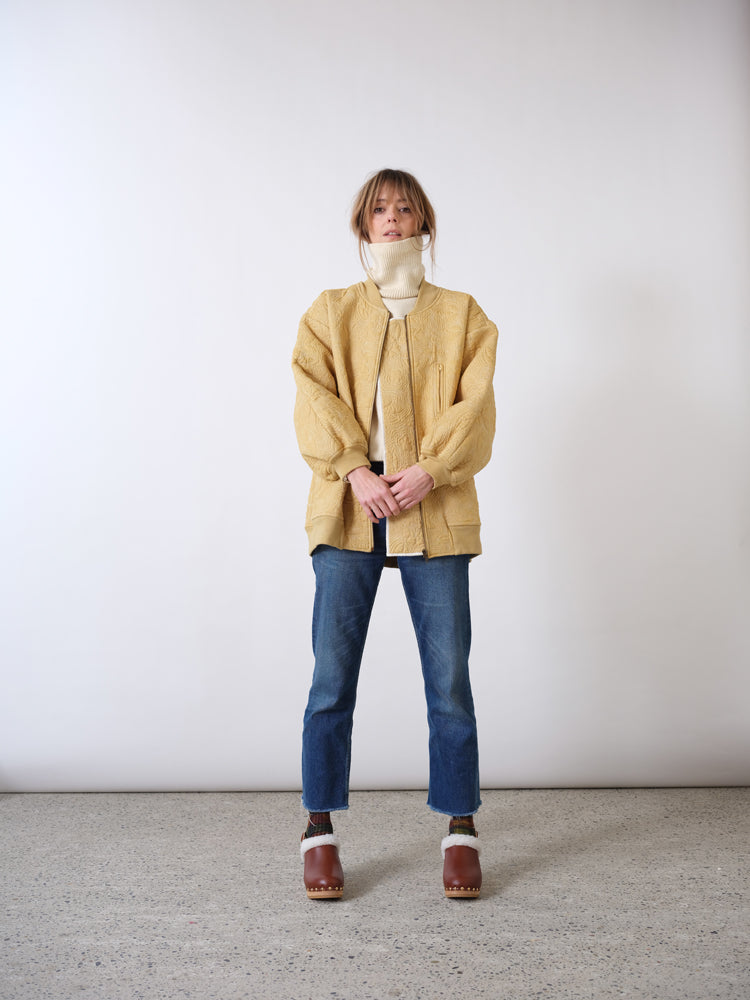 Bomber en coton matelassé fleurs sable Flowers