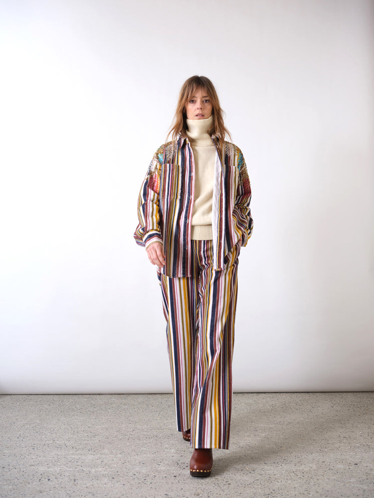 Sur-chemise brodée en velours côtelé Corduroy