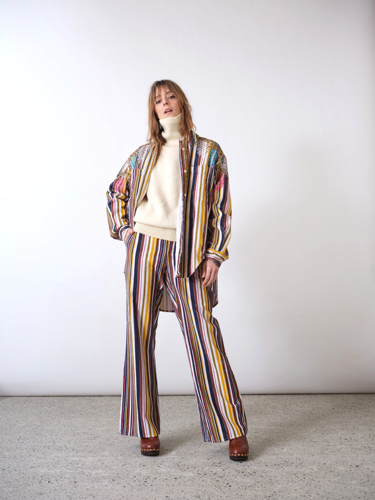 Sur-chemise brodée en velours côtelé Corduroy