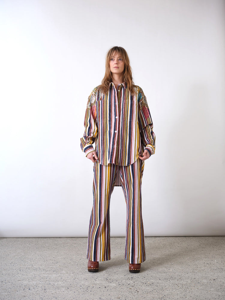 Sur-chemise brodée en velours côtelé Corduroy