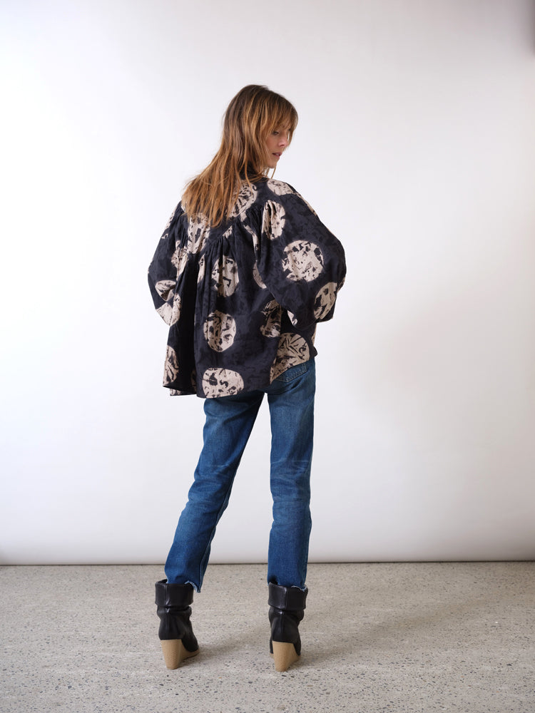 Soufiane black tie and dye blouse