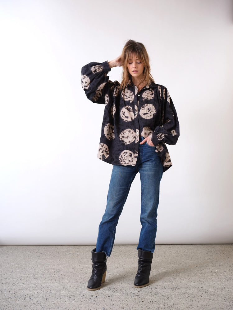 Soufiane black tie and dye blouse