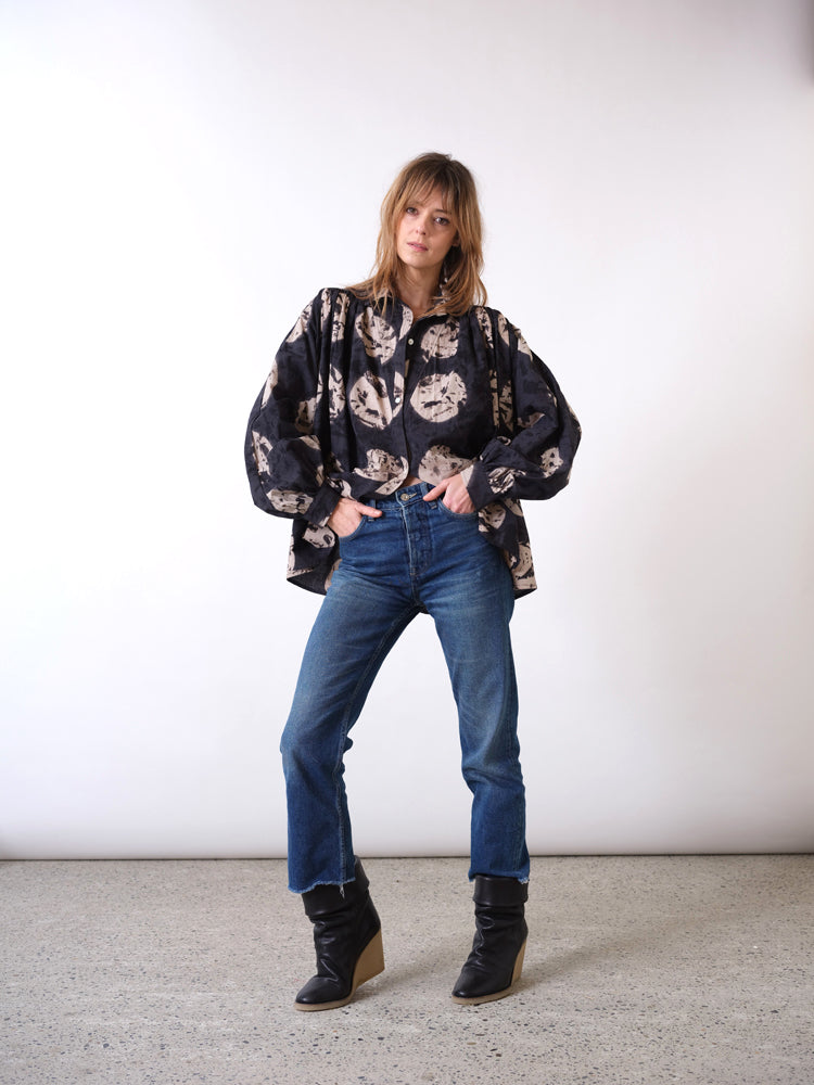 Soufiane black tie and dye blouse