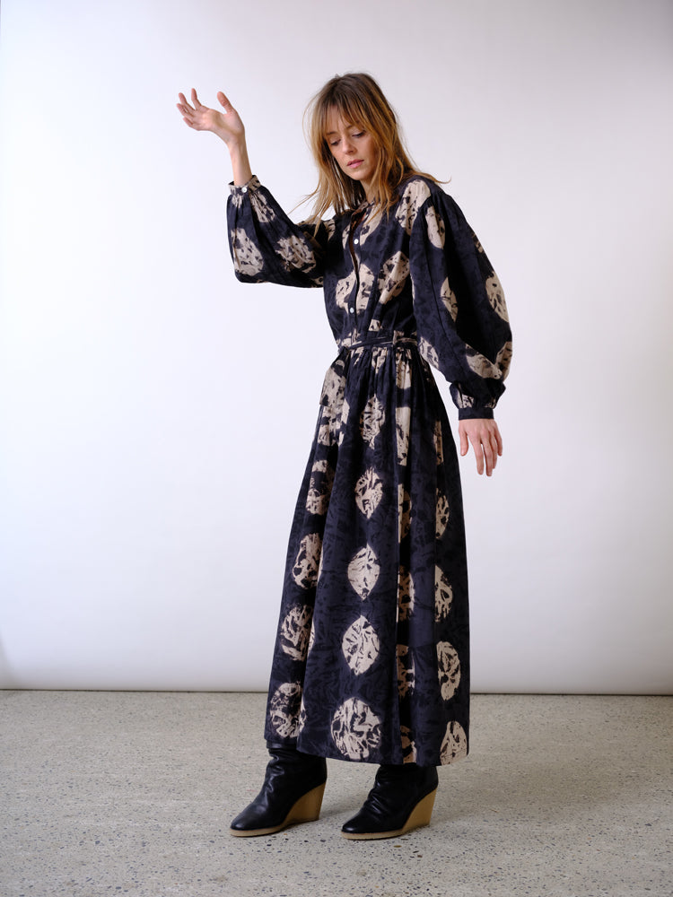 Soufiane black tie and dye long dress