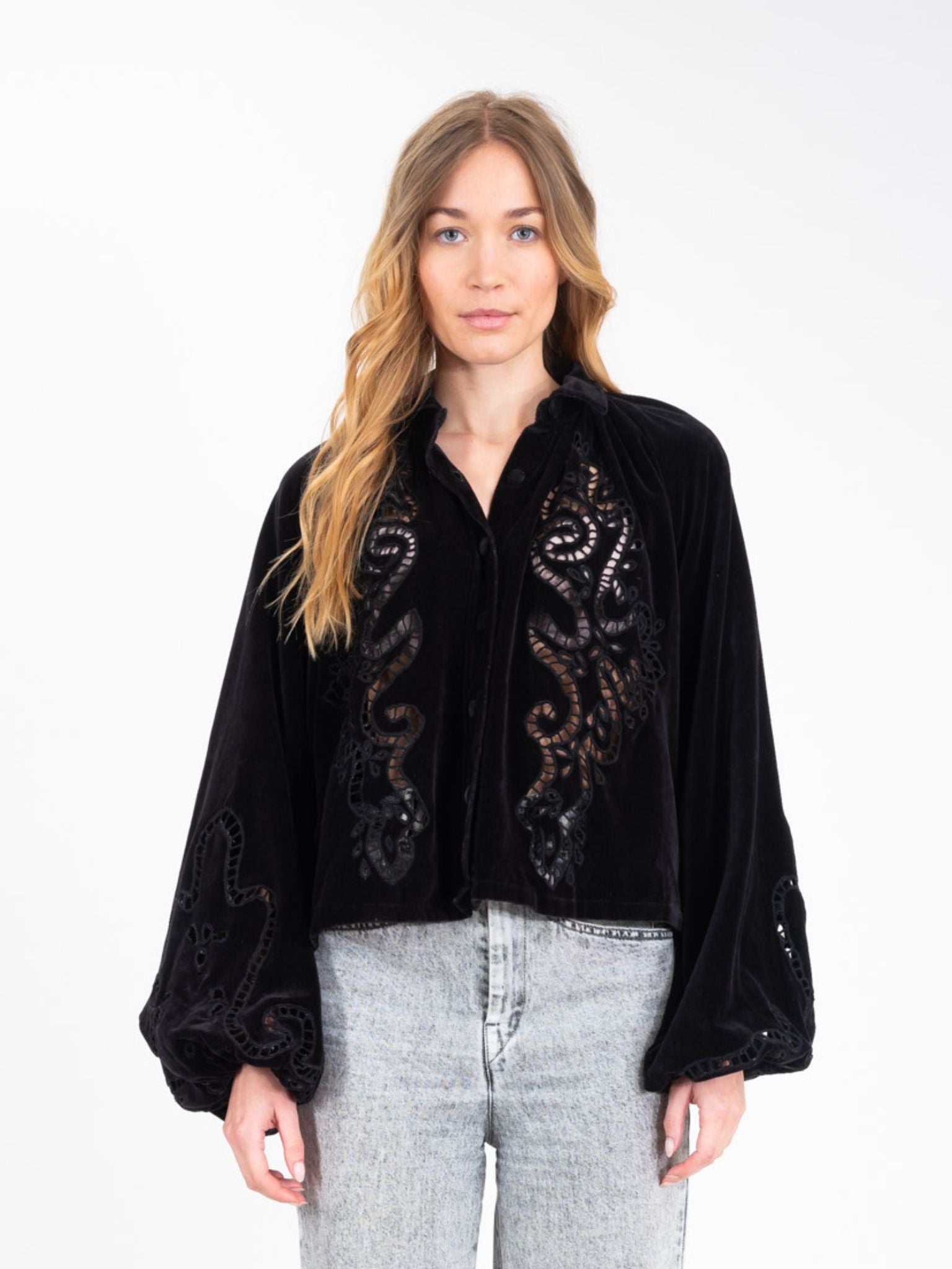 Love black velvet lace shirt