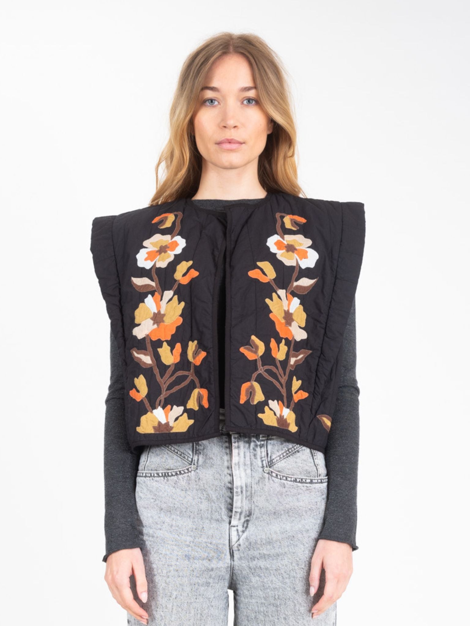 Dream quilted and embroidered black bolero