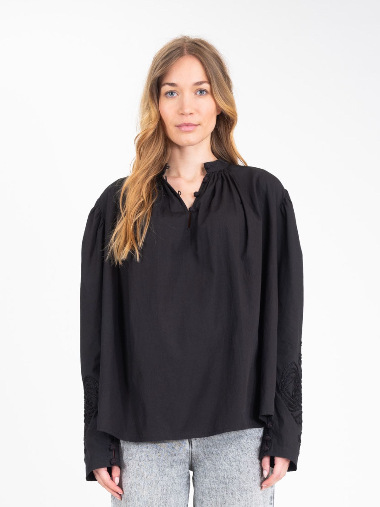 EGO embroidered black blouse