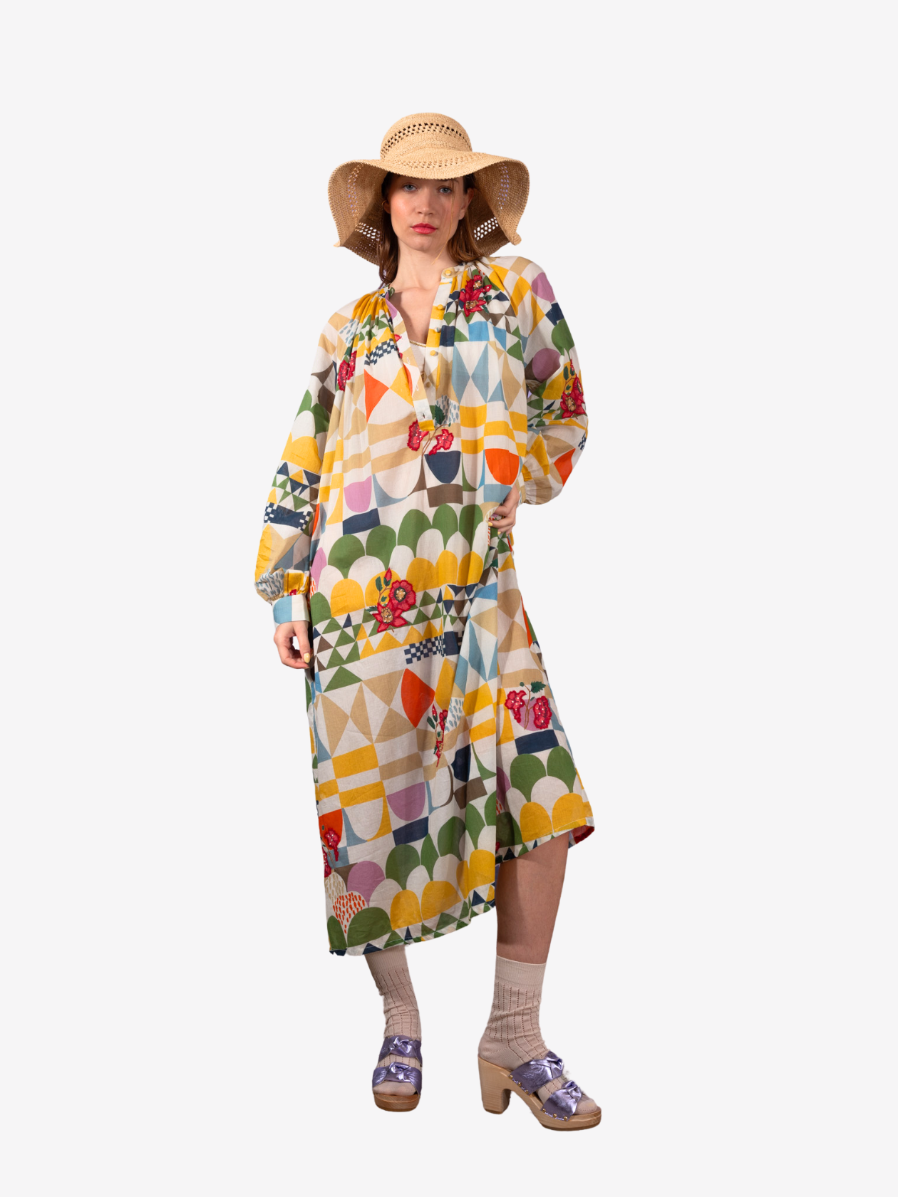 LAKSHMI seventies pattern dress