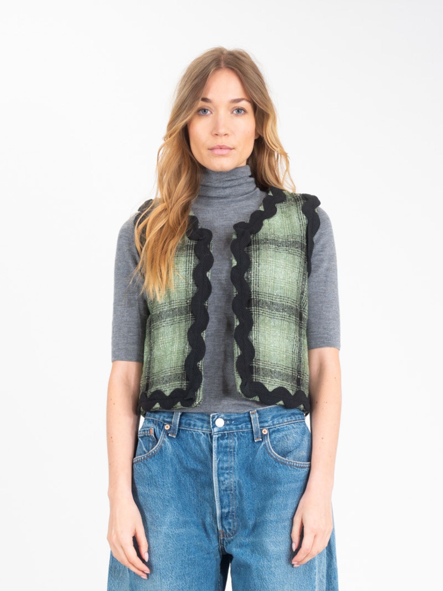 FREE Green Checked Tweed Bolero