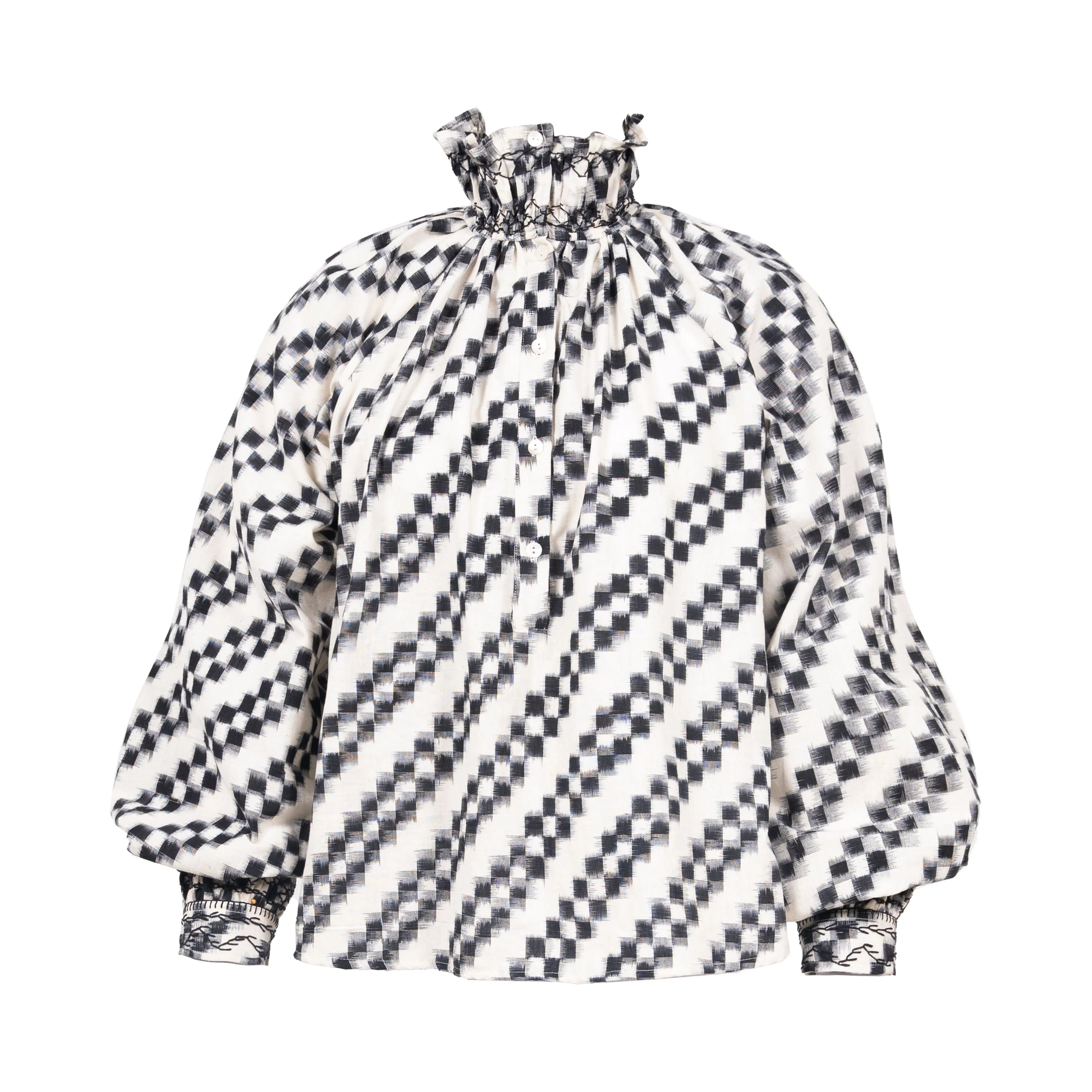 ikat noir et blanc v de vinster  blouse 