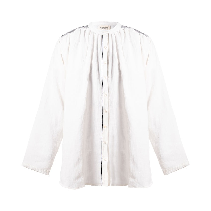 ABRIL blue mandarin collar shirt