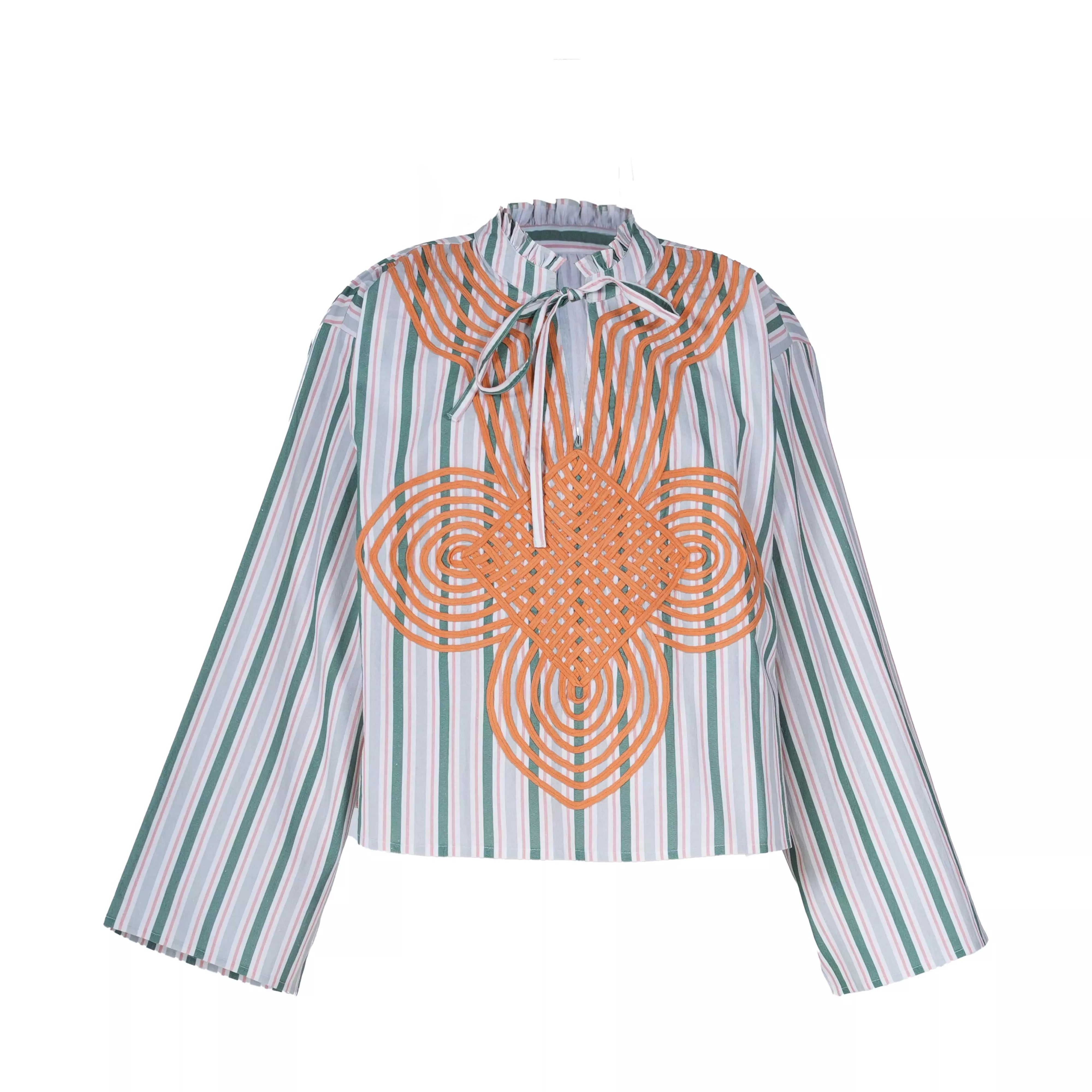 GANGA embroidered striped blouse