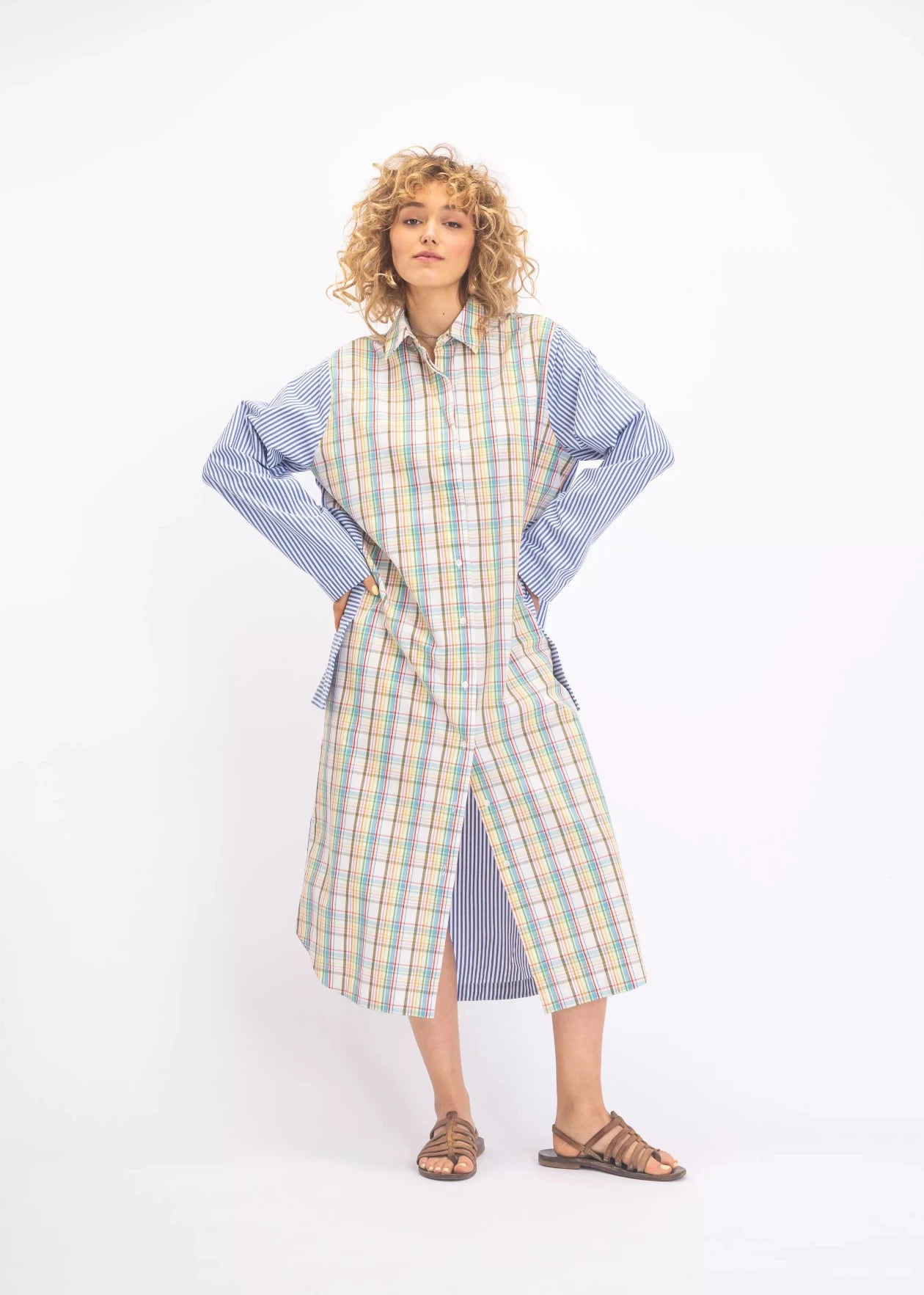 robe longue bleu carreaux v de vinster