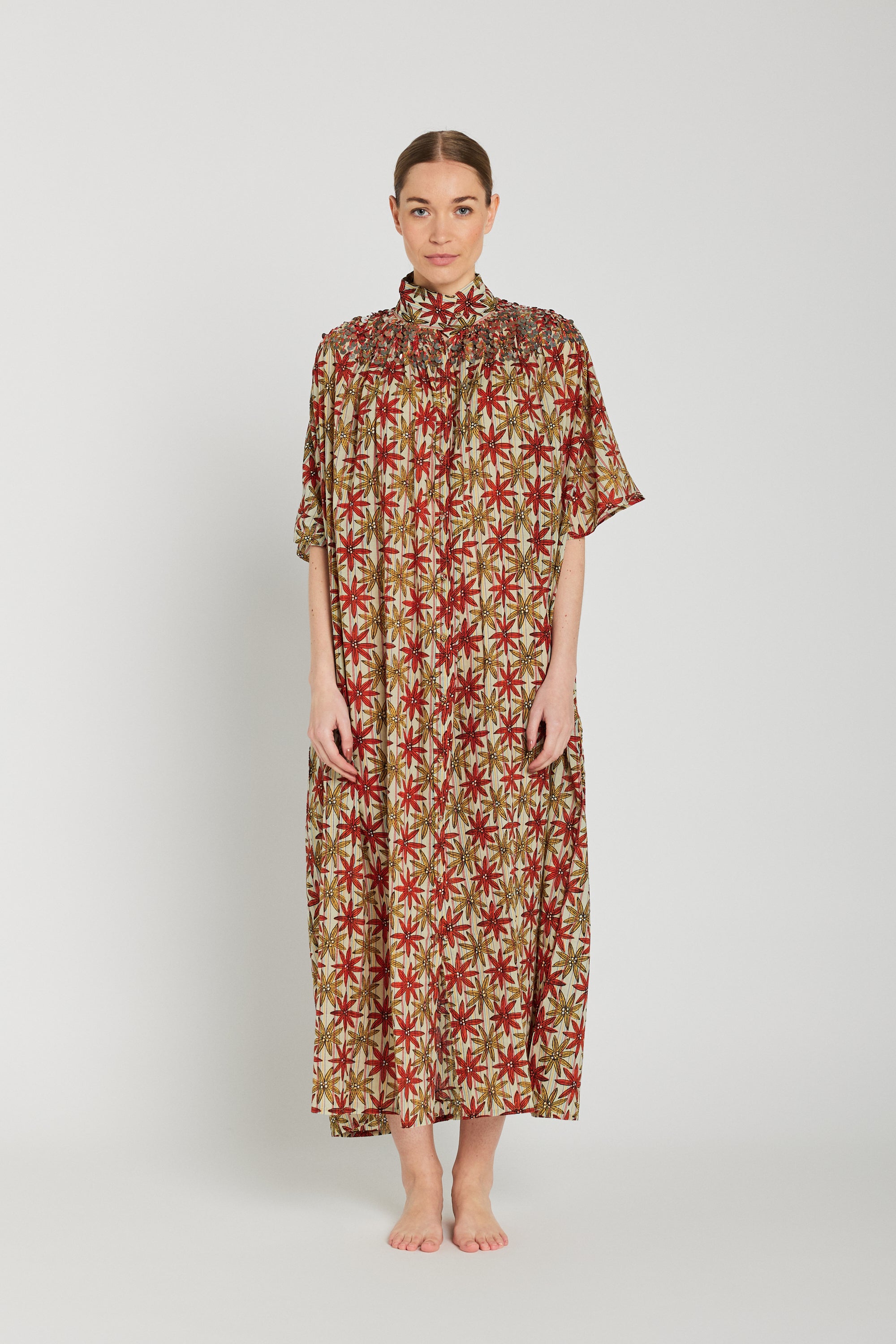BHUMI long floral dress with tassels