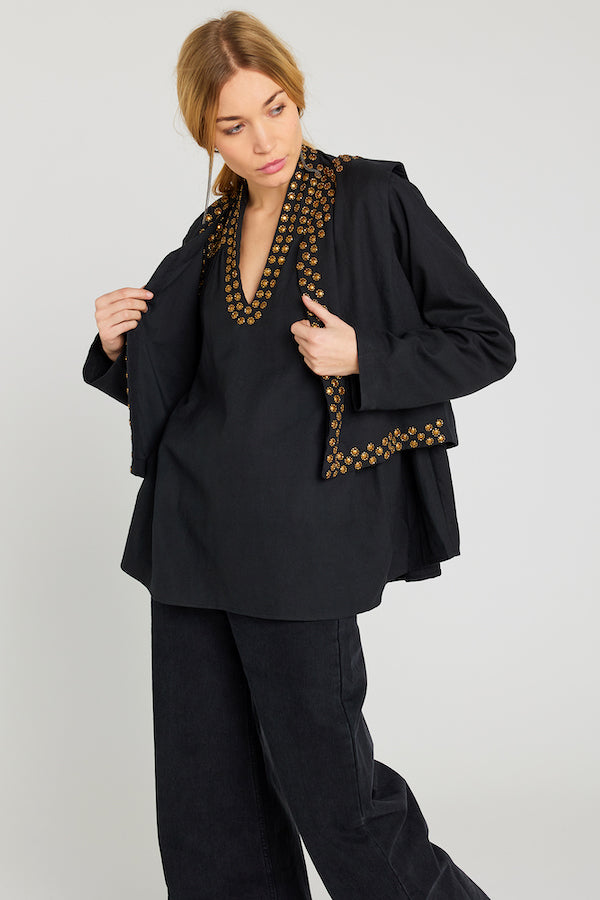 Black bolero decorated with BLING gold sequins