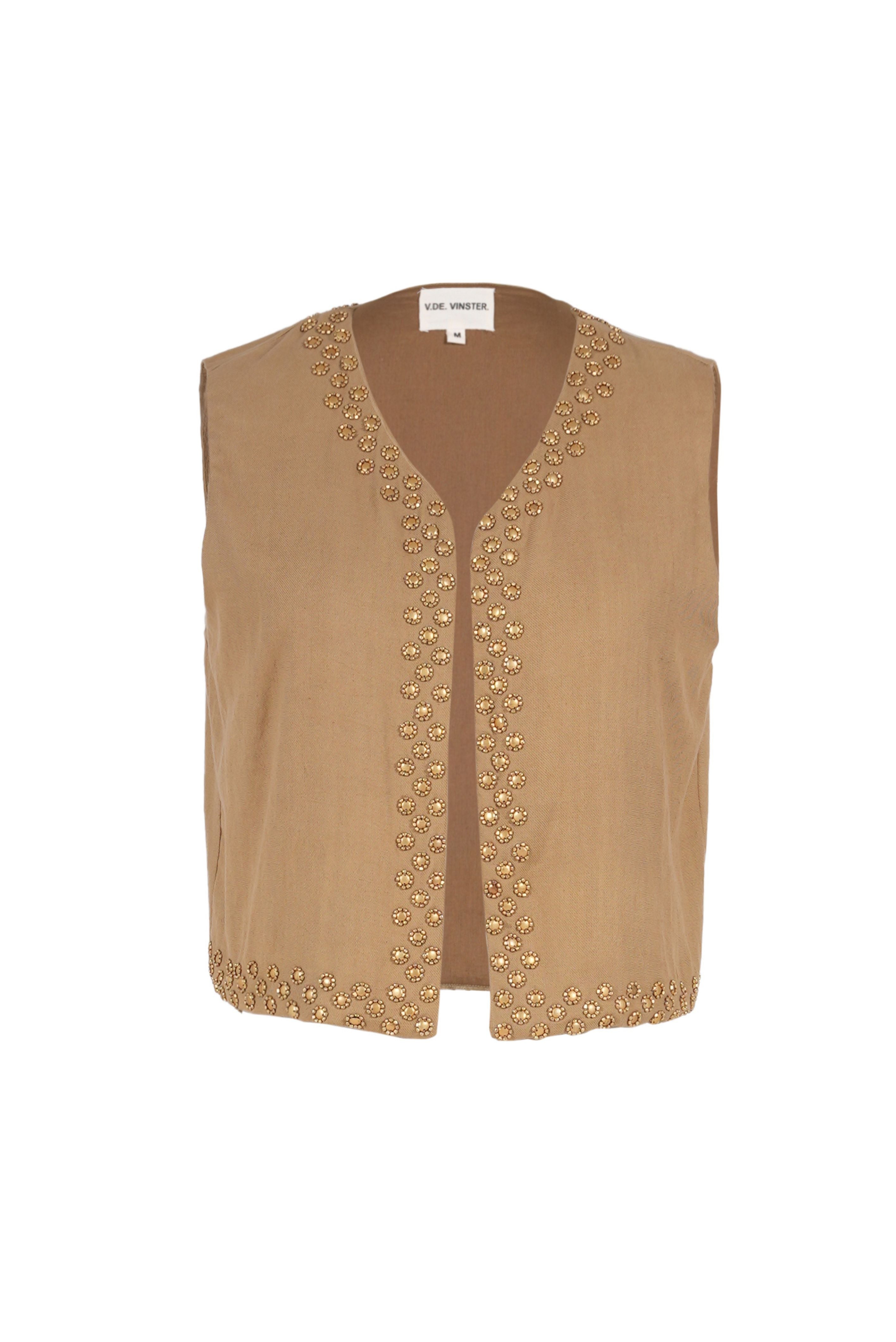 Camel bolero decorated with BLING gold sequins