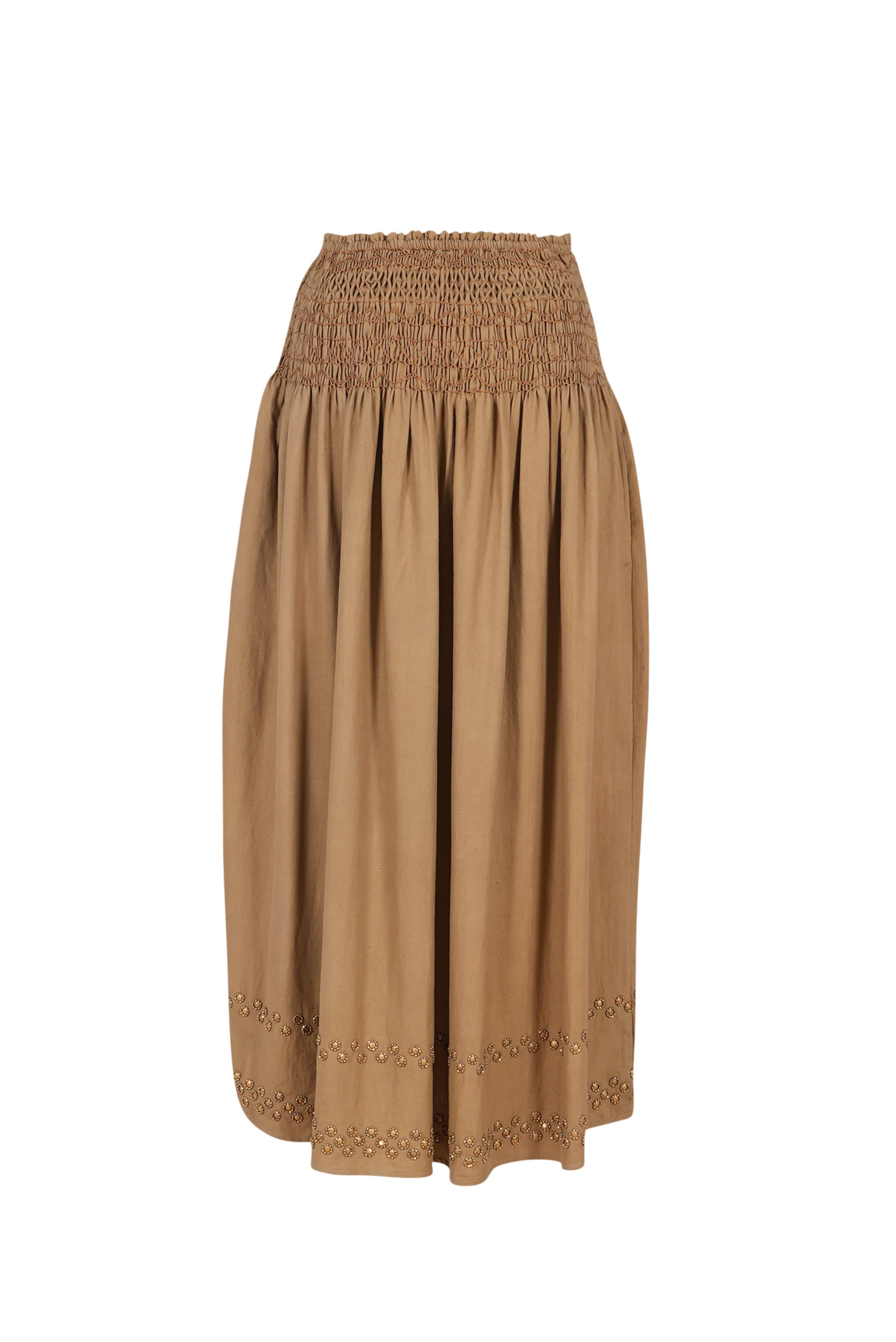 BLING gold sequined camel long skirt