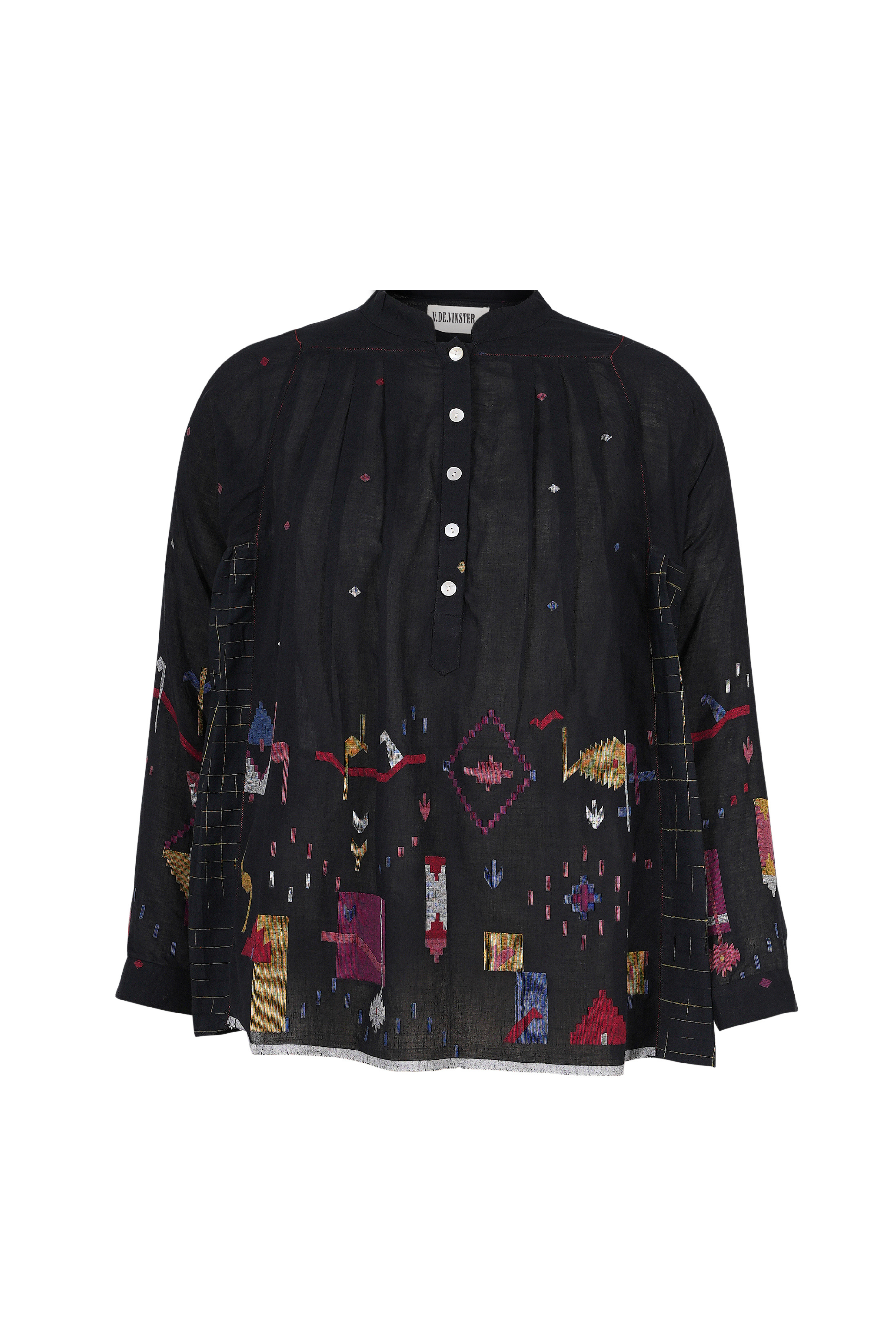 CHEER black ikat print blouse