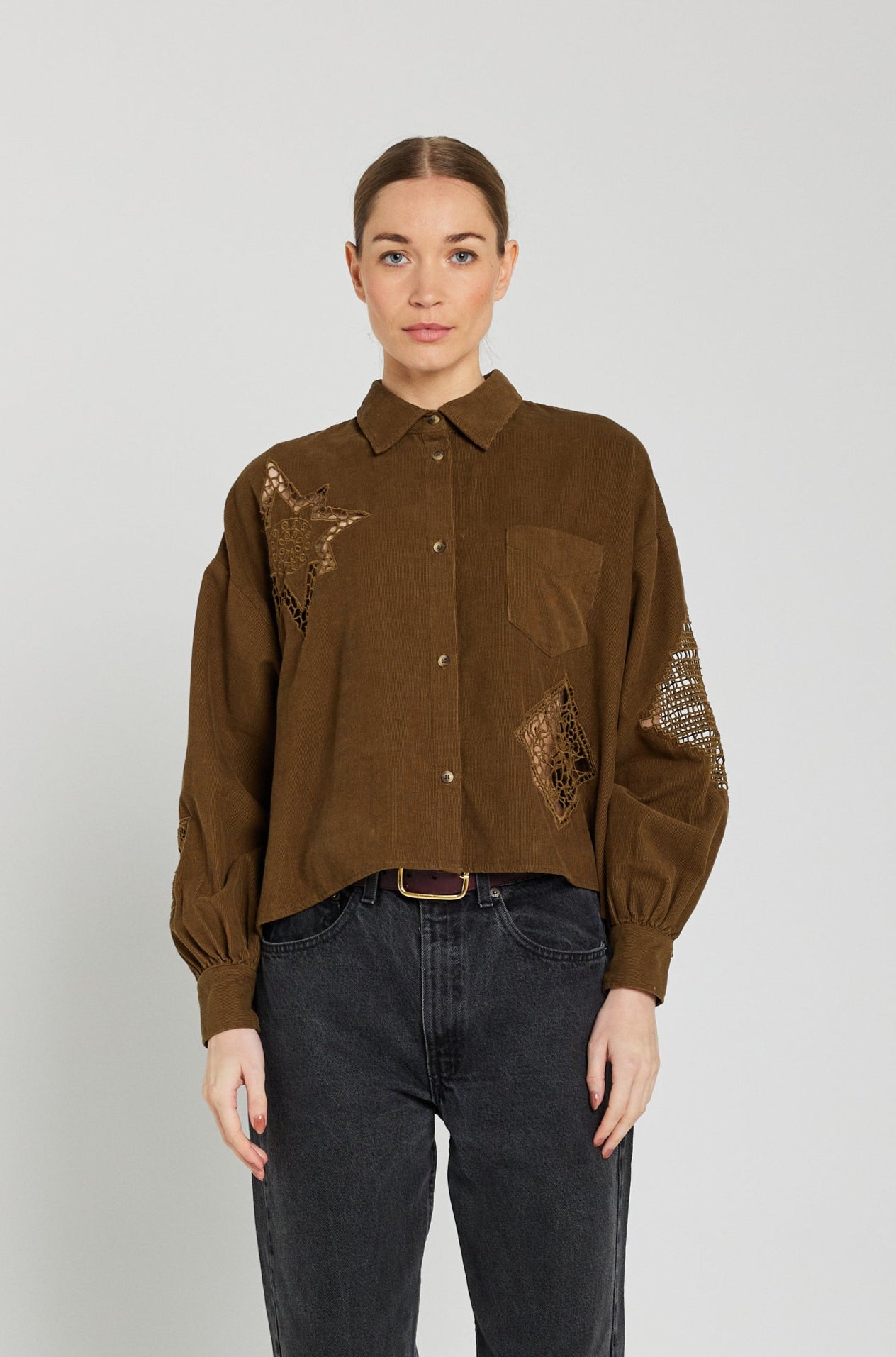 Chemise ajourée marron CIANA