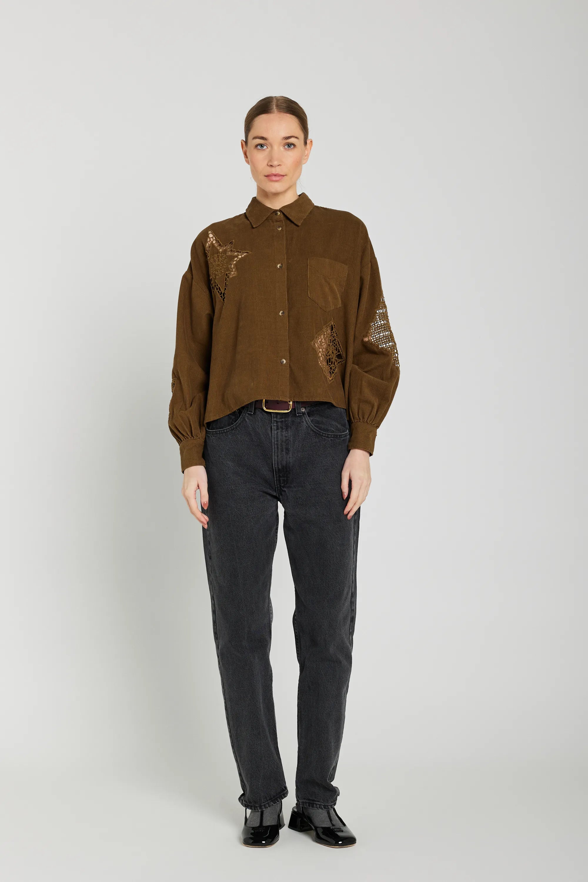 Chemise ajourée marron CIANA