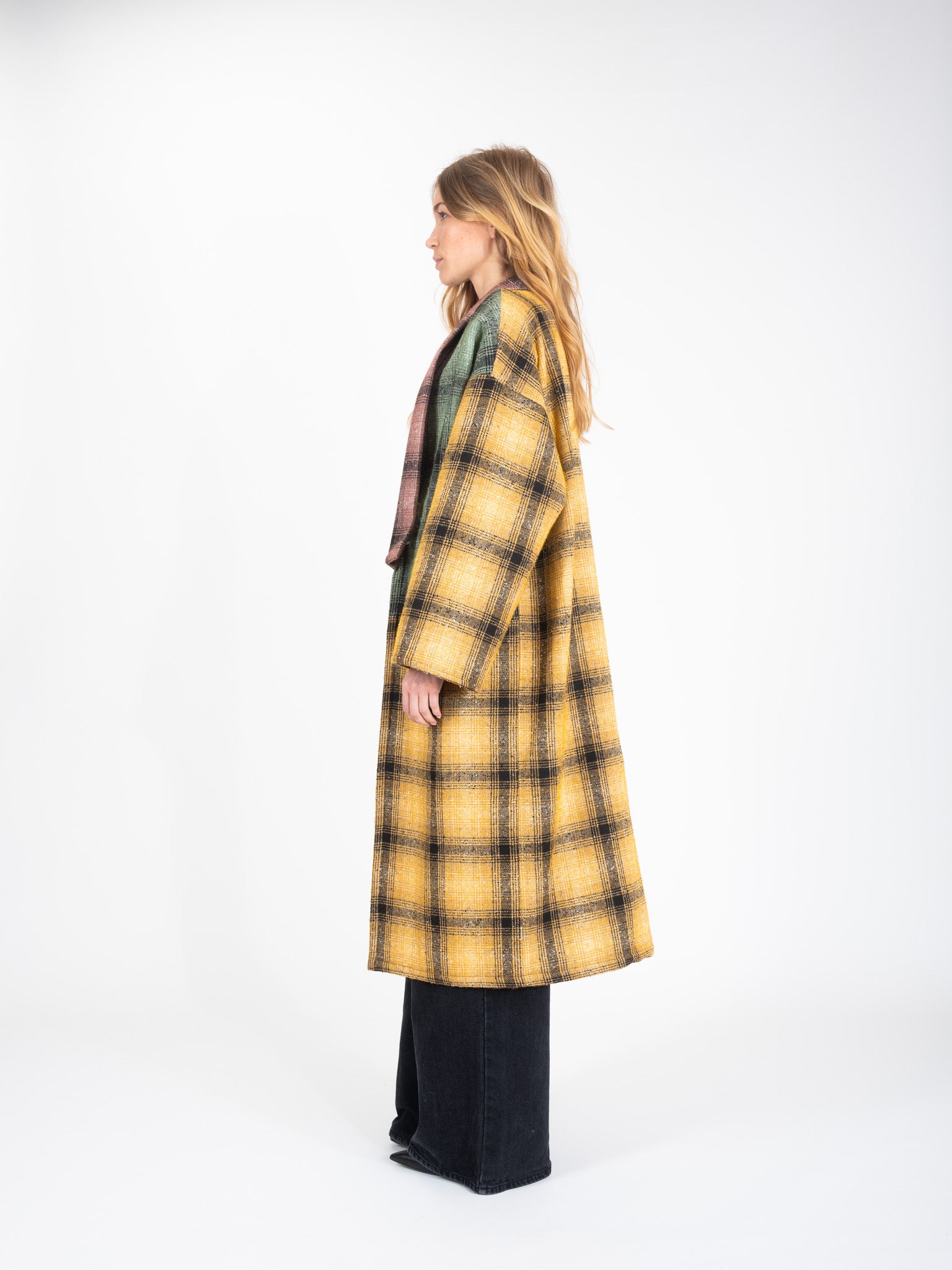 Free checked tweed coat