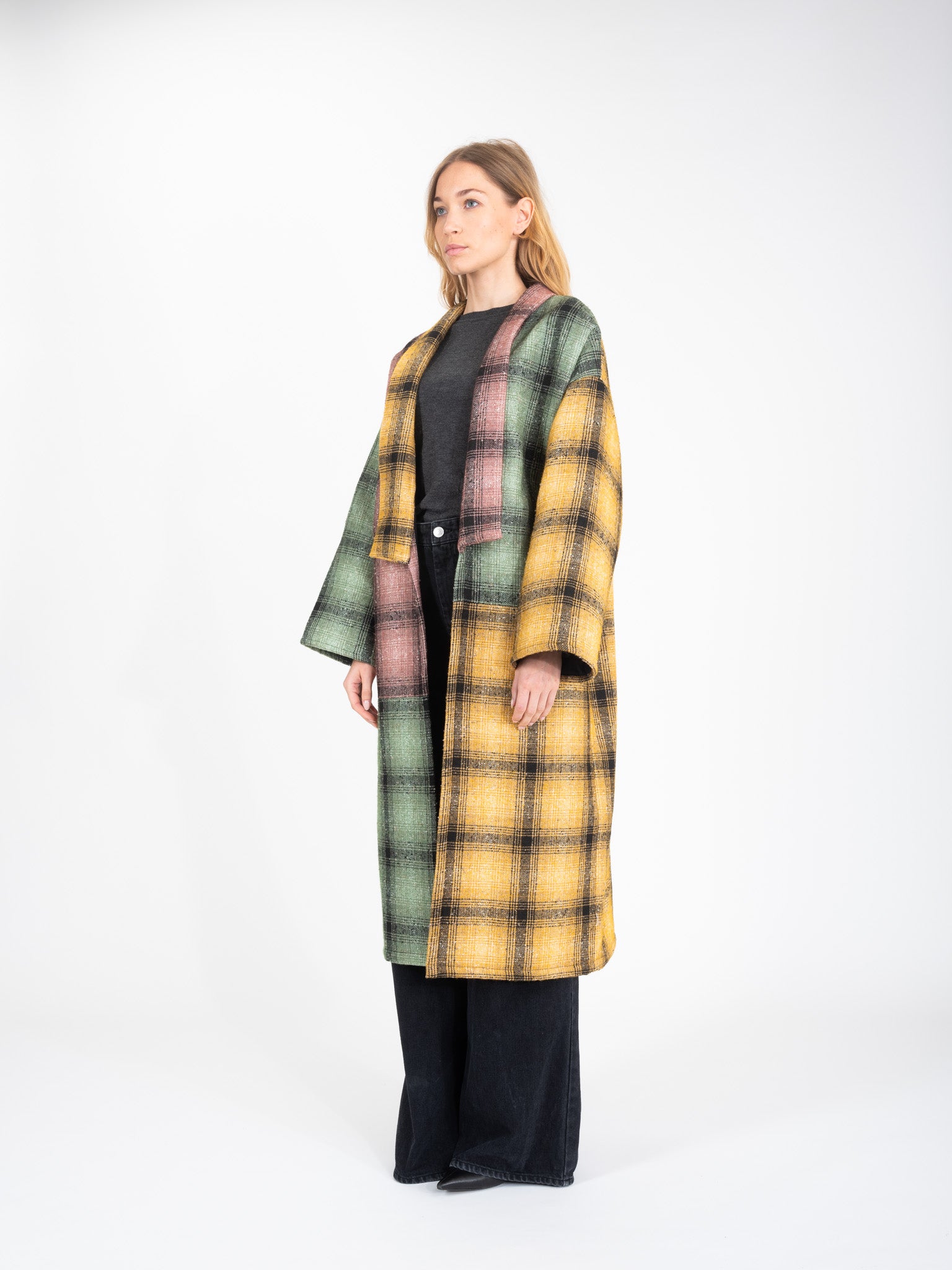 Free checked tweed coat