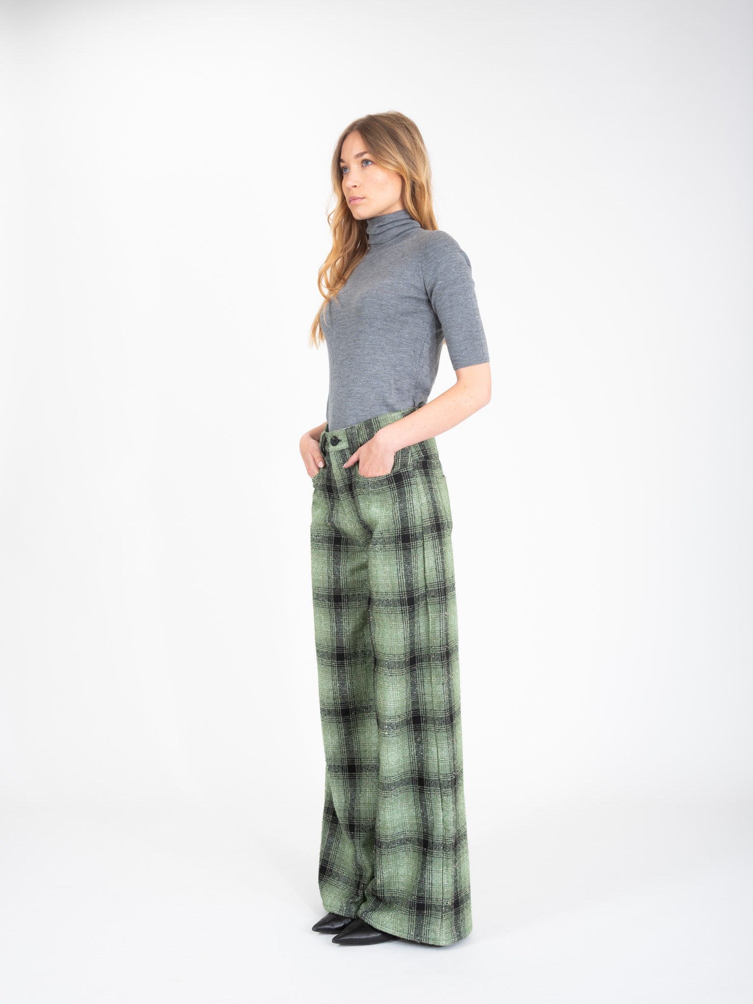 FREE Green Checked Tweed Pants