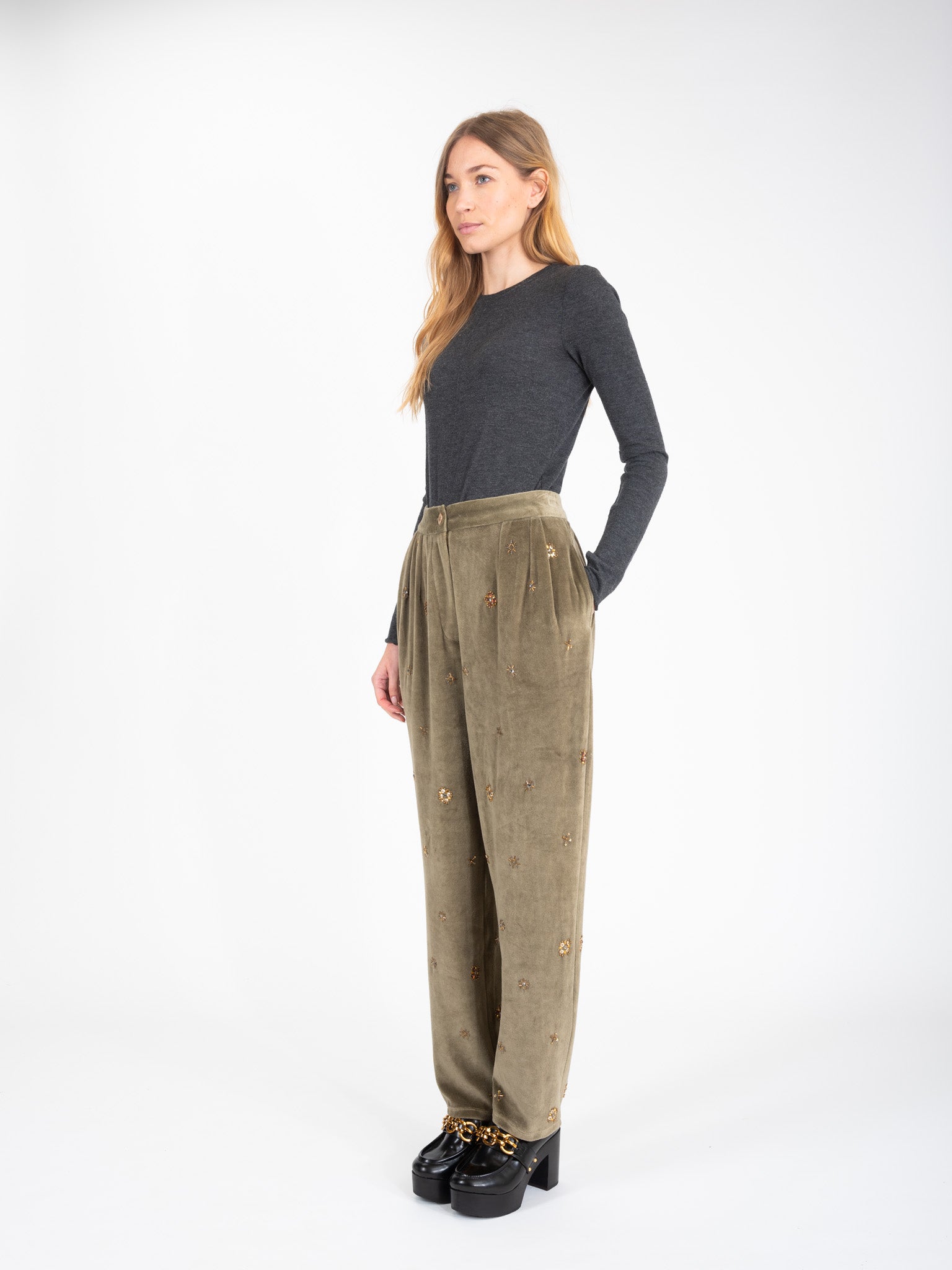 Proud beaded velvet pants