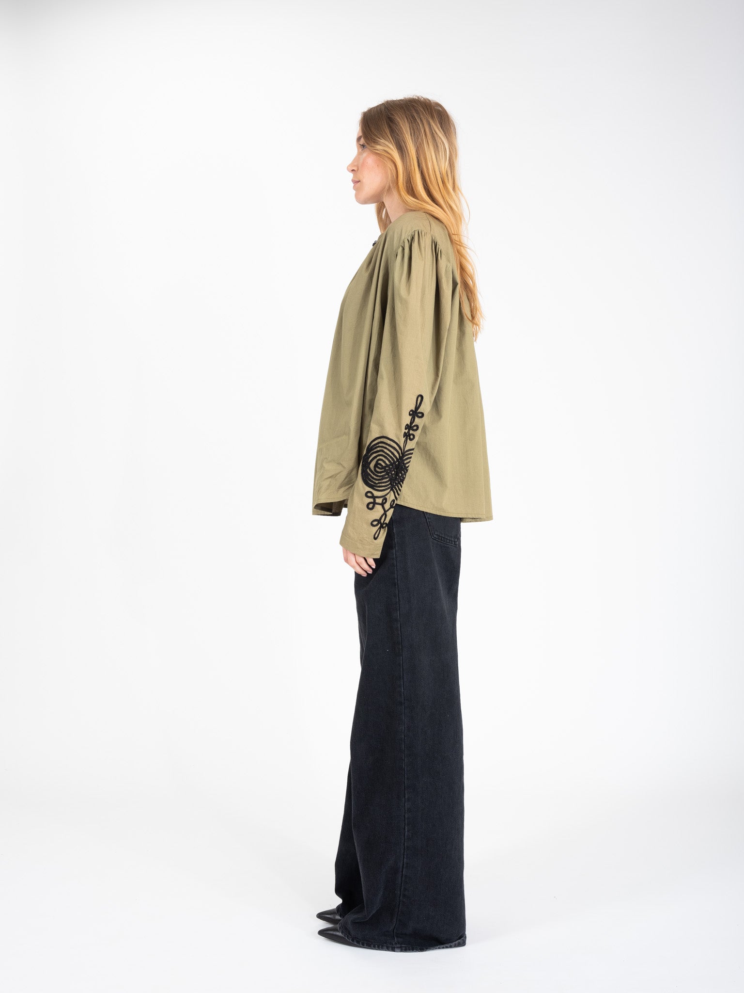 EGO embroidered khaki blouse