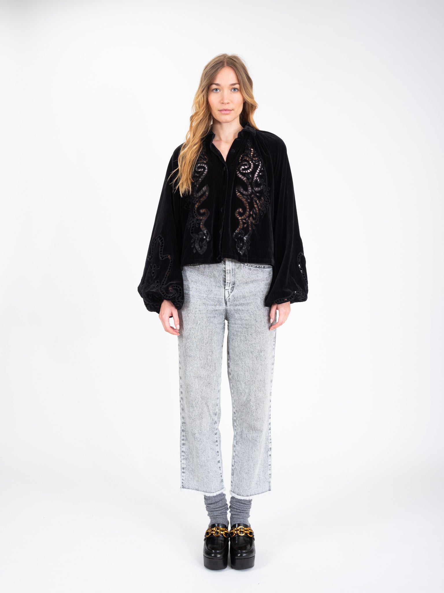 LOVE black velvet lace shirt