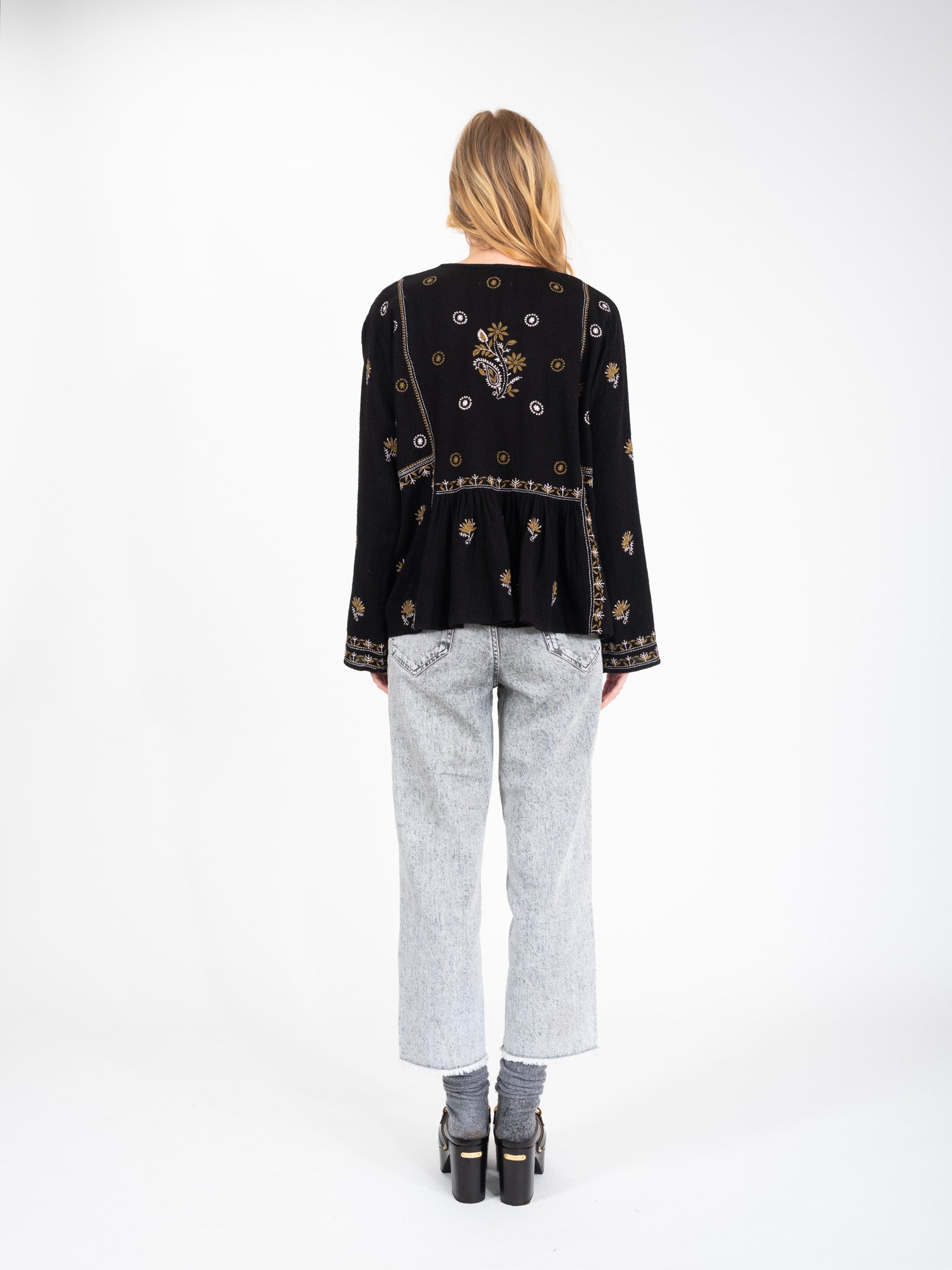 HIPPY embroidered black blouse