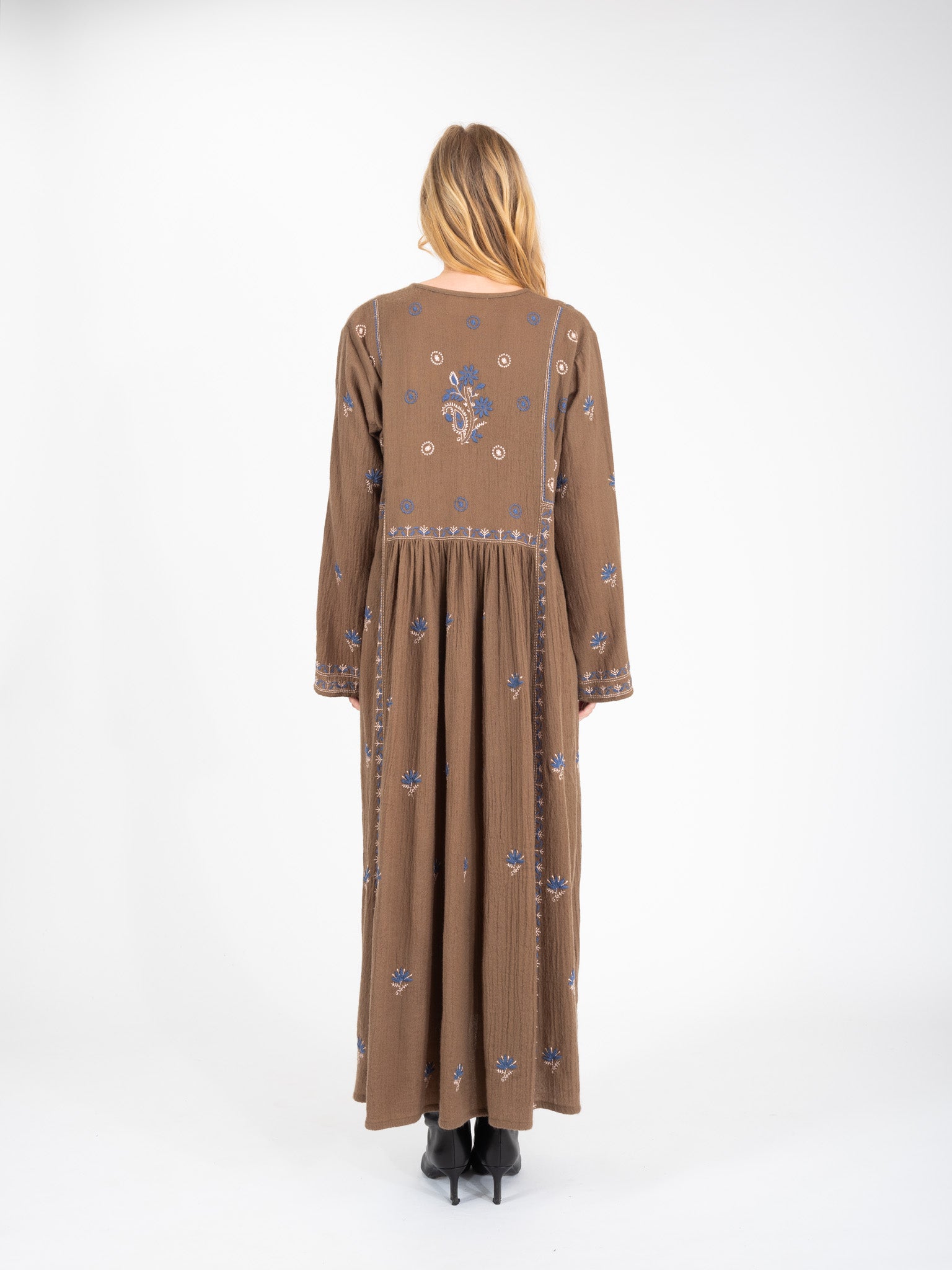 HIPPY embroidered khaki dress