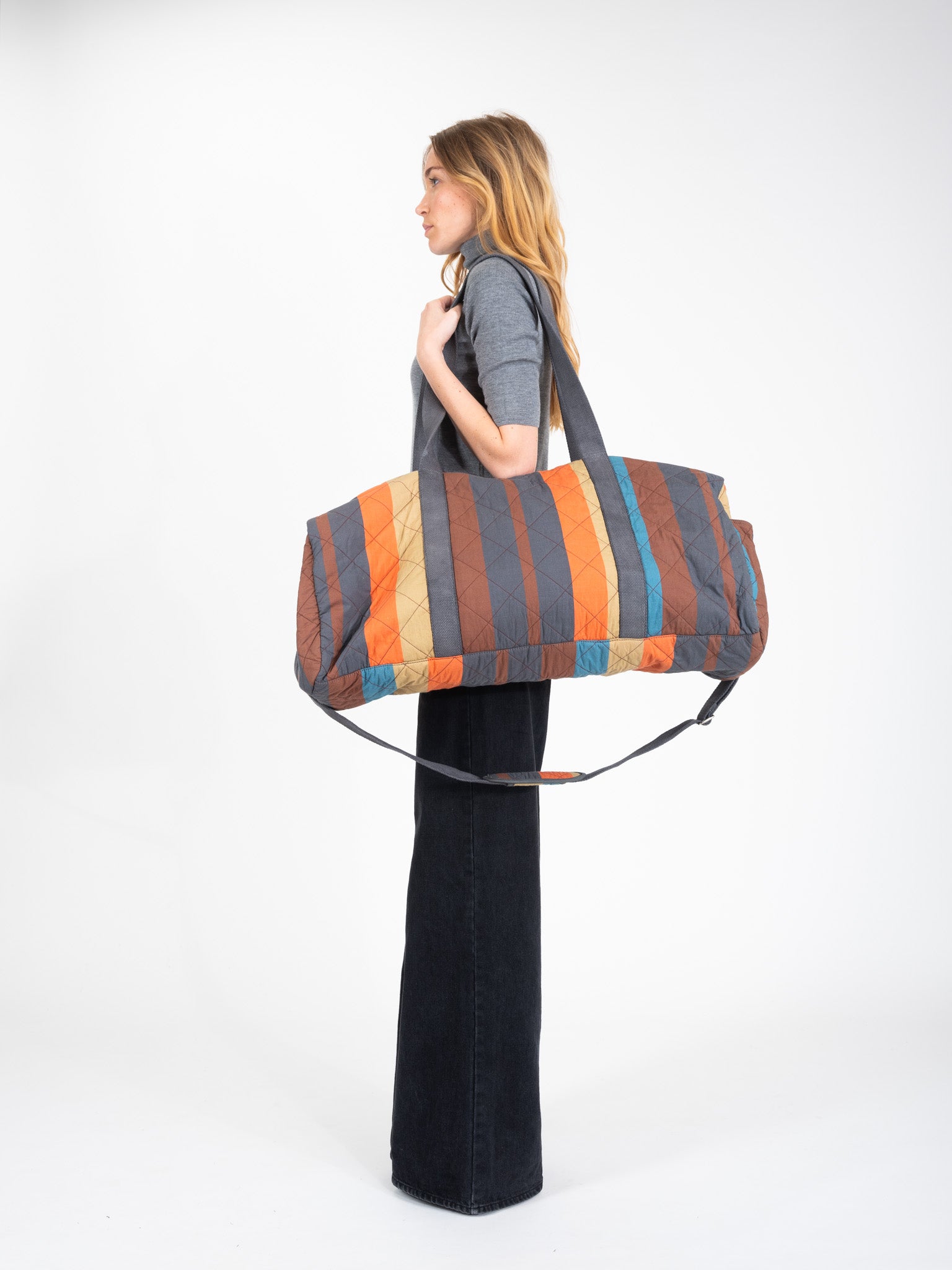 Happy Orange Striped Travel Bag