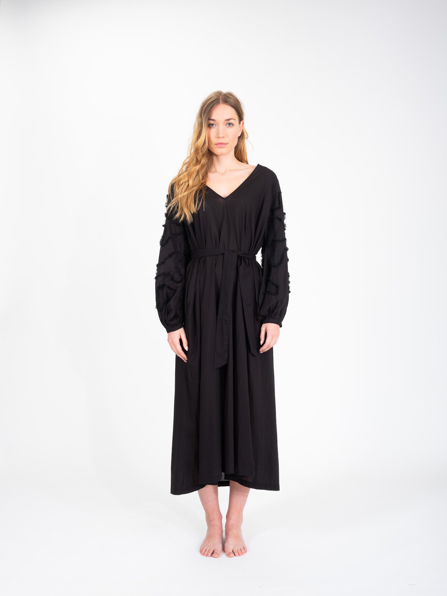 Satya black embroidered long dress