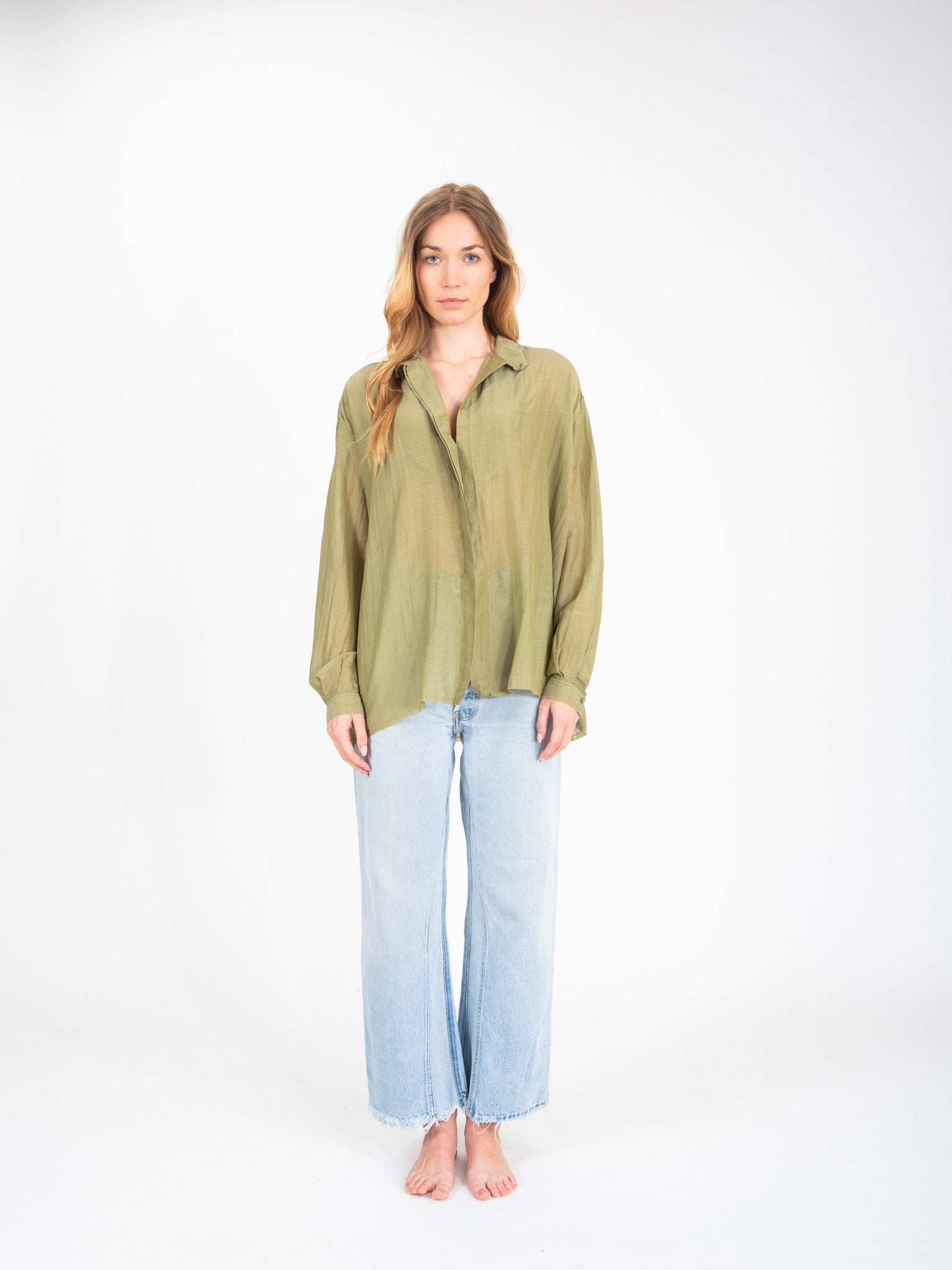 Lovina khaki silk shirt