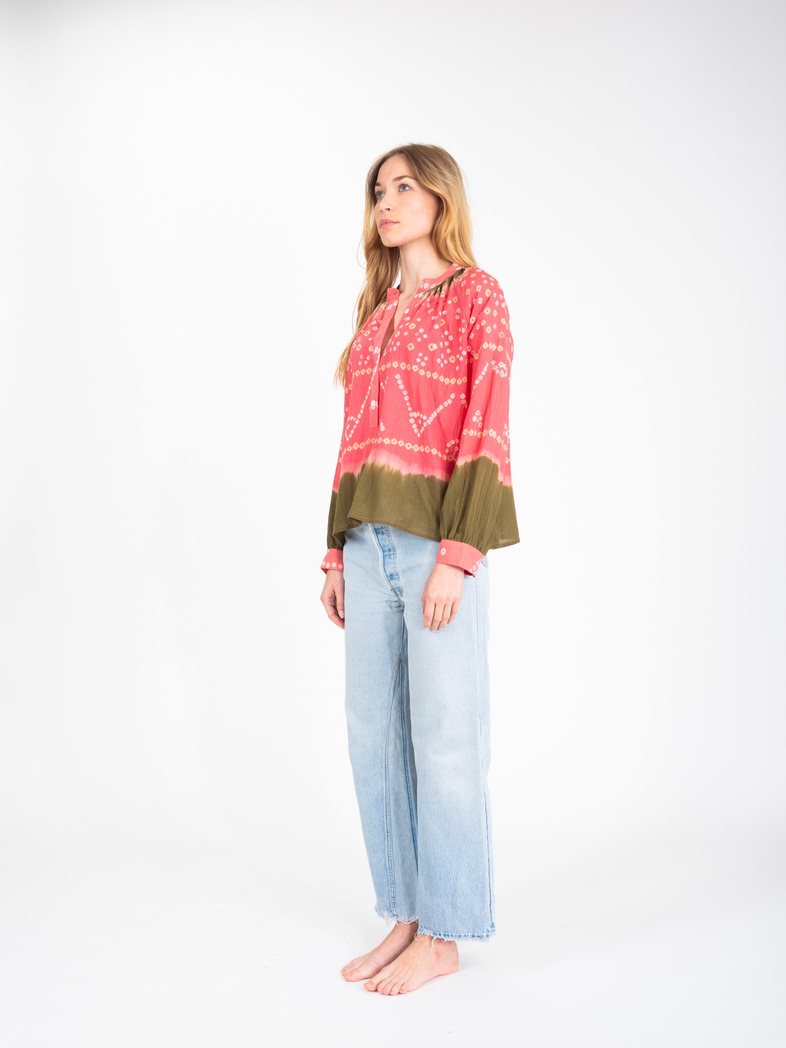 Blouse tie and dye rose Bandani