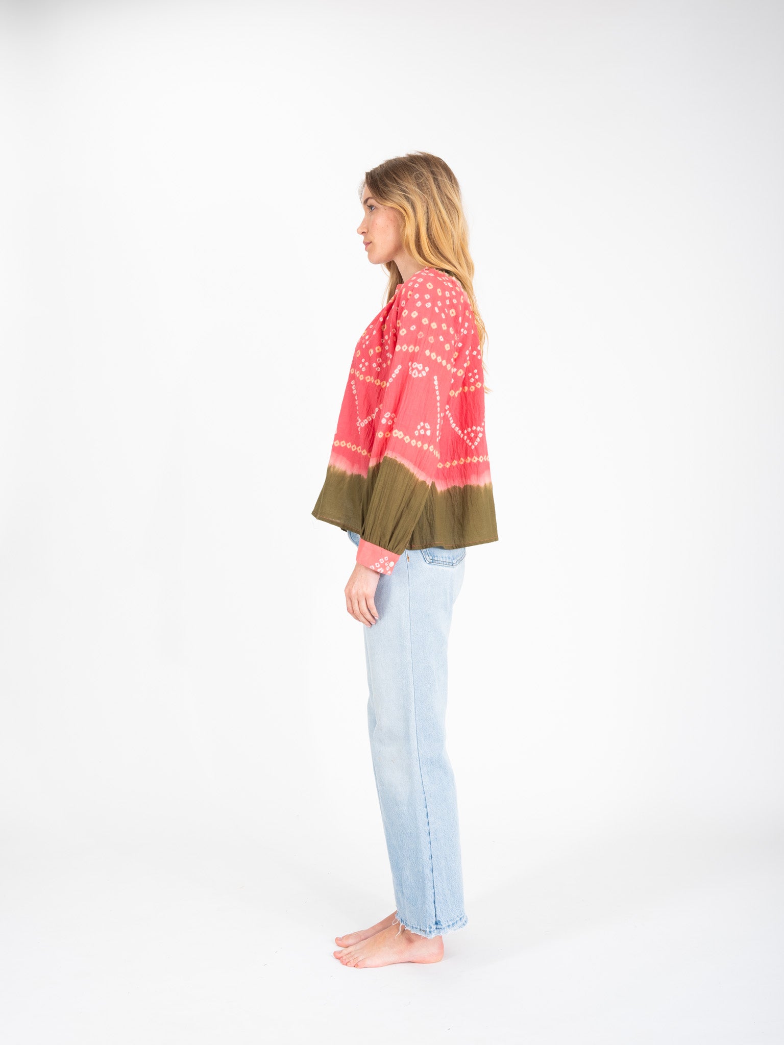 Blouse tie and dye rose Bandani