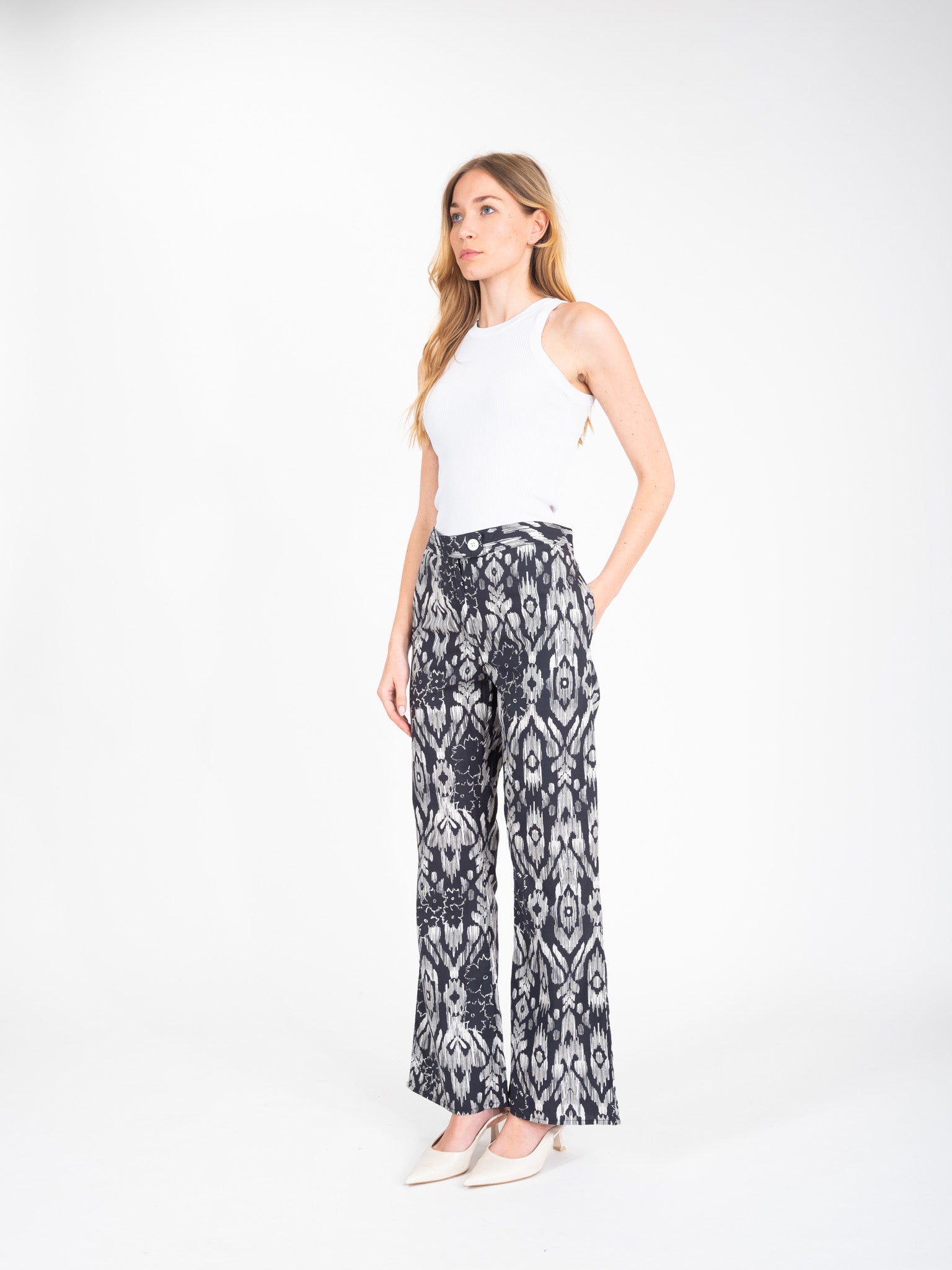 Black Ikat print pants