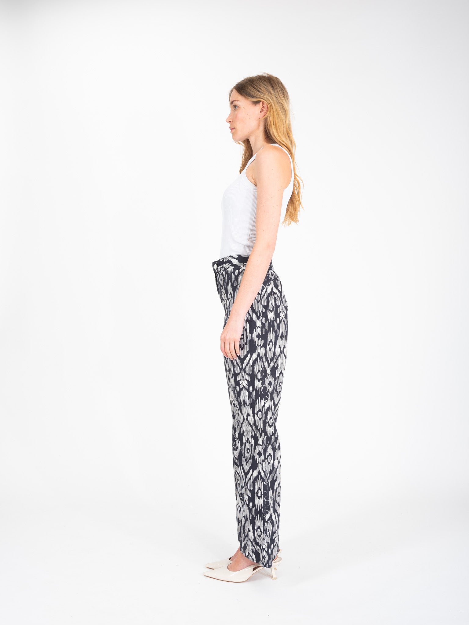 Pantalon imprimé Ikat noir