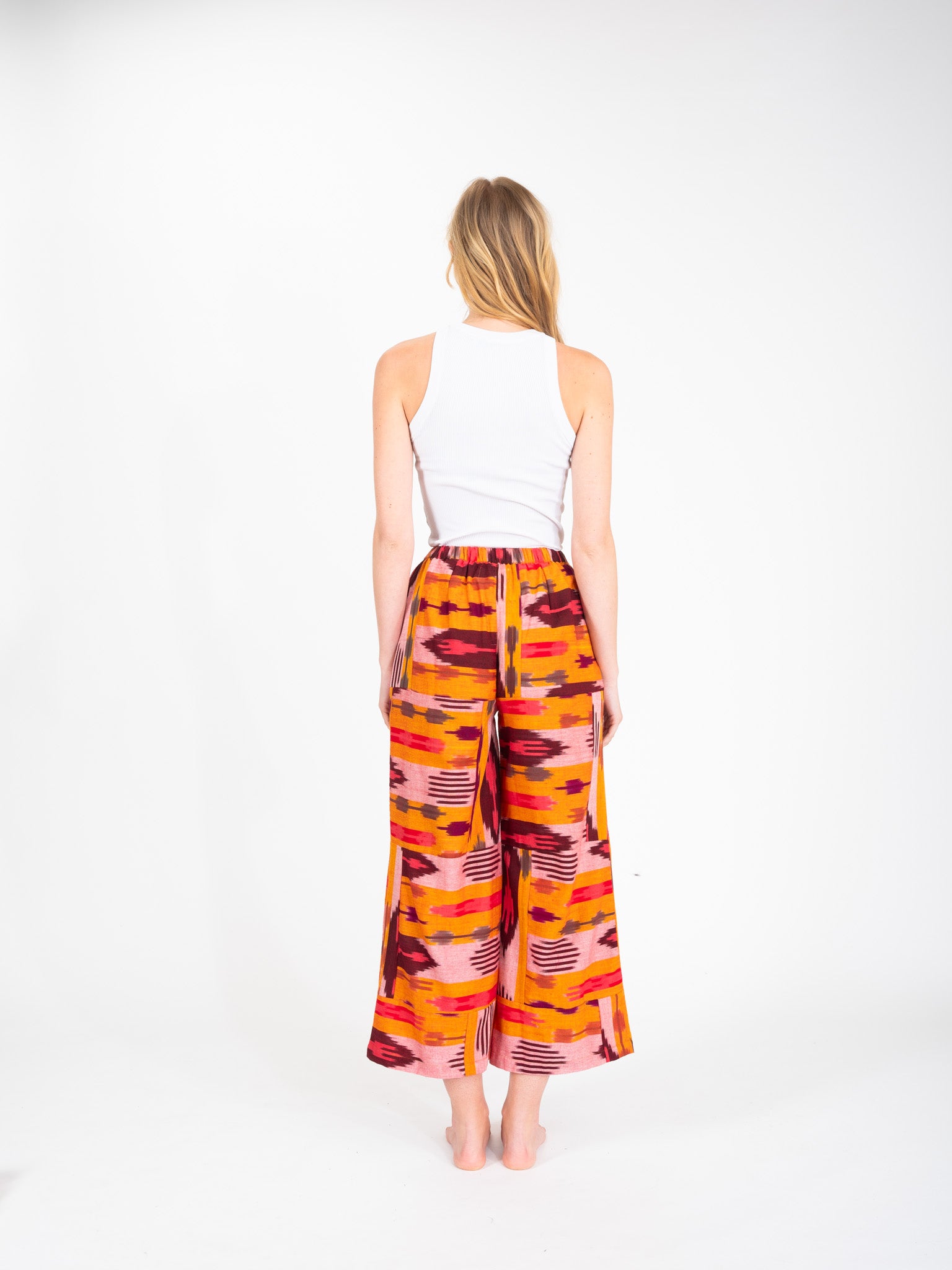 Pantalon imprimé rose orange Ikat nilai